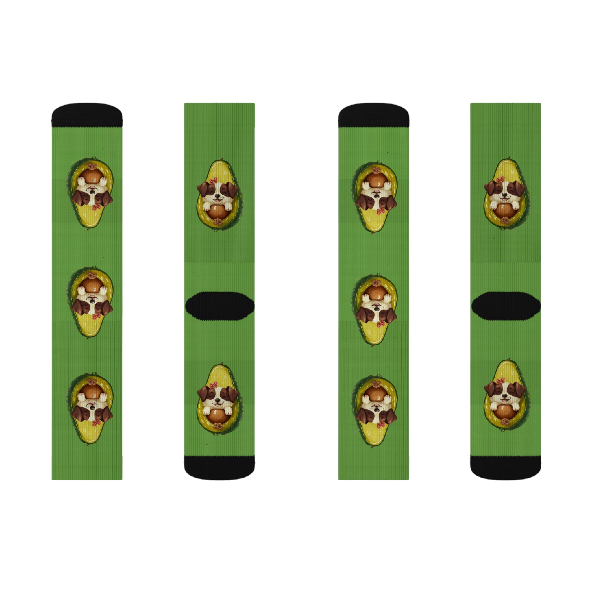 Avocado Dog Sublimation Socks | Fun Gift for Quirky Fashion Statement, Comfy Home Wear, Unique Birthday Present, Trendy Socks, Bedtime, PJ's
