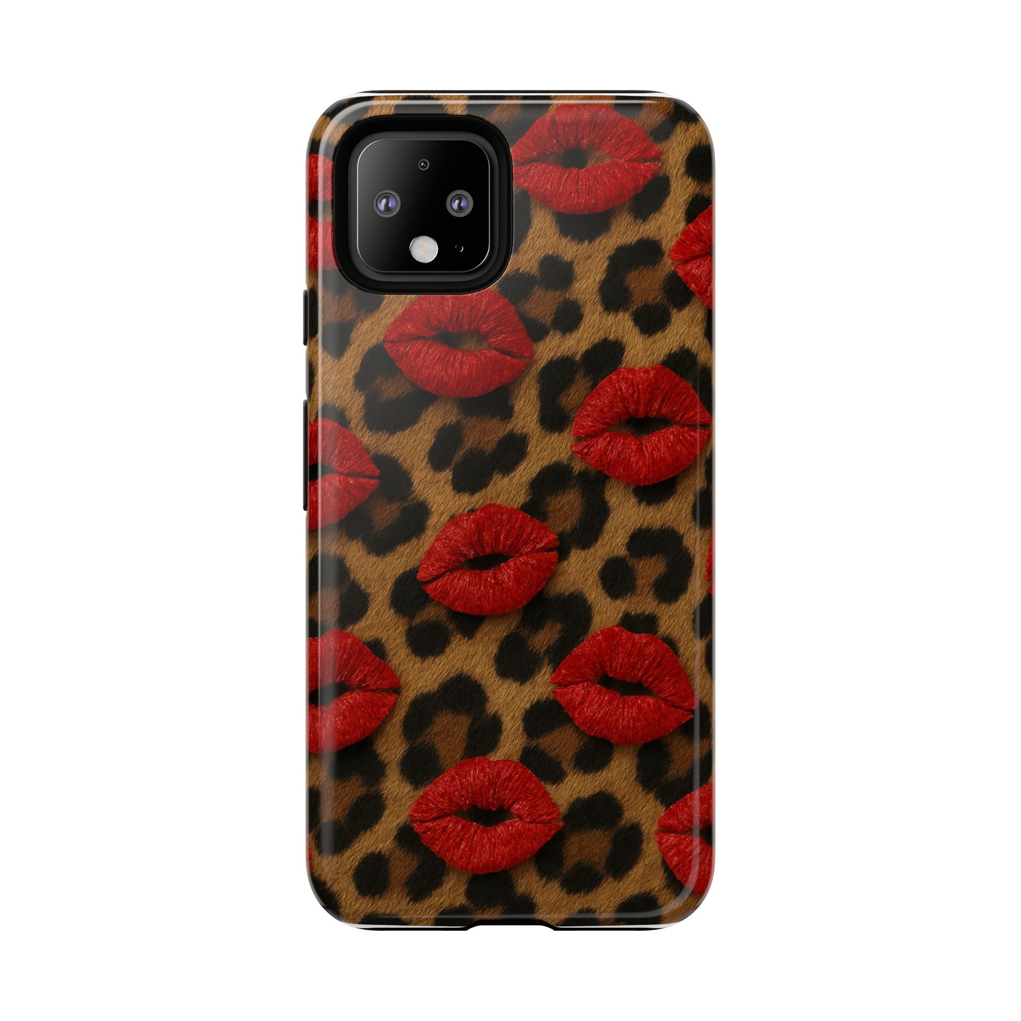 Leopard Kiss Phone Case, Trendy Tough Cases for iPhone, Fashionable Phone Accessory, Stylish Gift for Her, Birthday Present