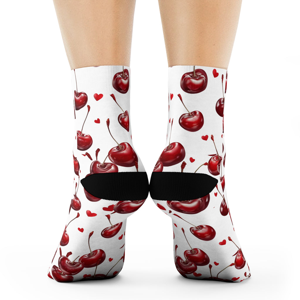 Sweet Cherry Crew Socks for Fun-Loving Souls, Cute Gift for Birthdays, Holidays, or Relaxing Days