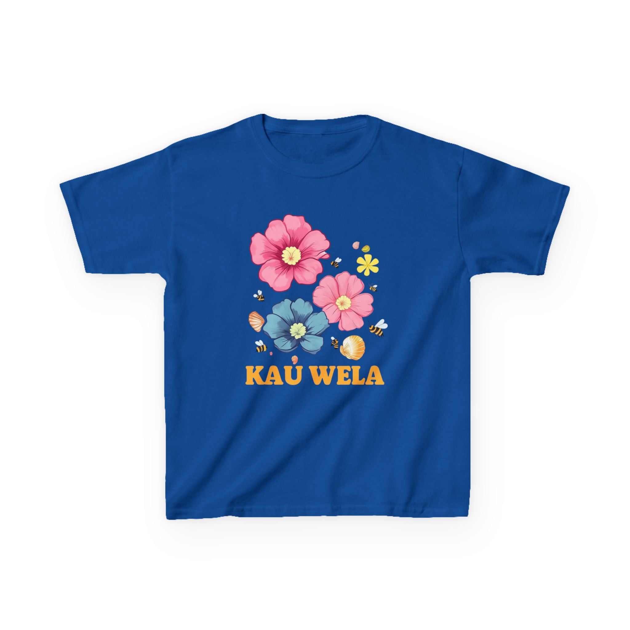 Kids T-Shirt - Summer Flowers Seashells Beach Waves Hawaii