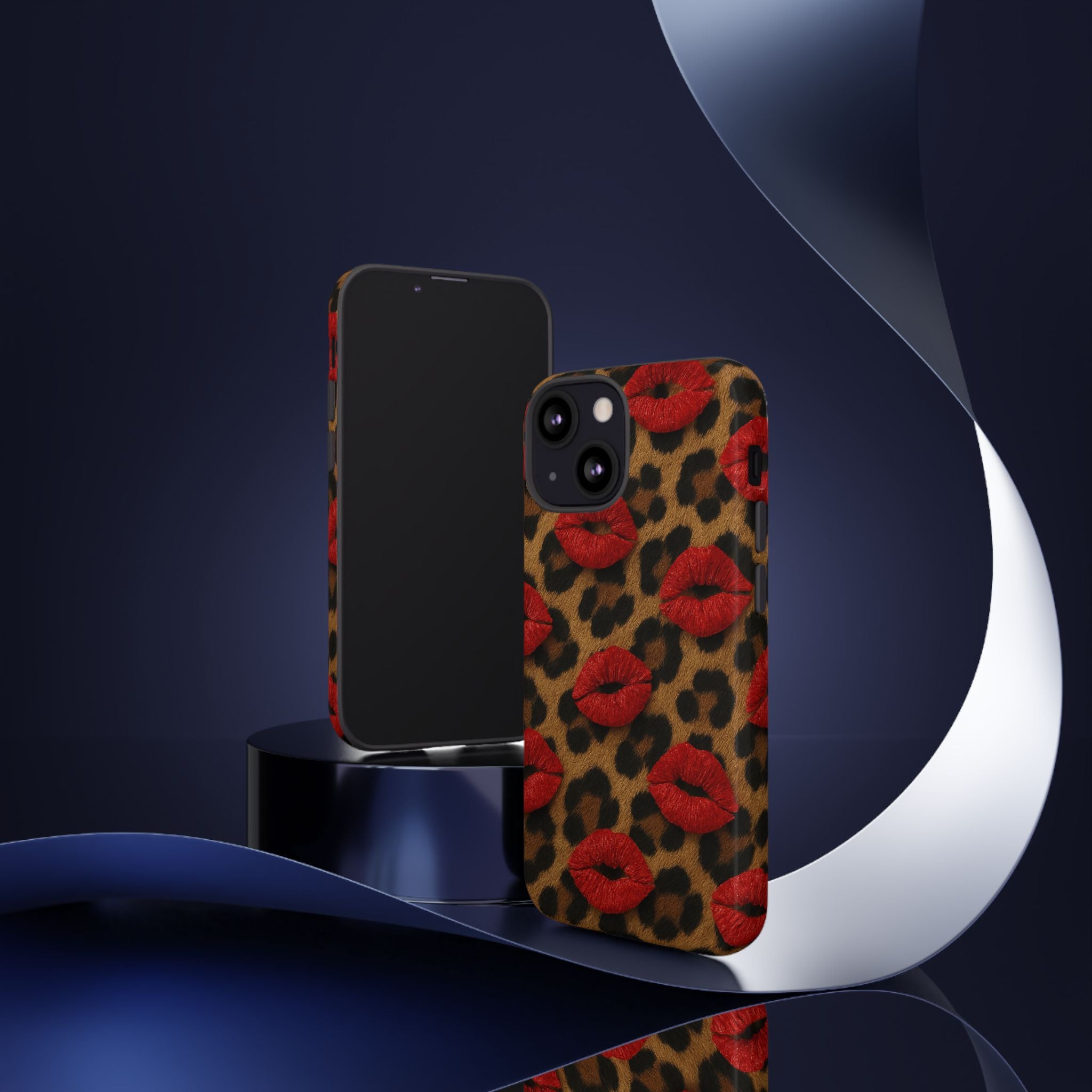 Leopard Kiss Phone Case, Trendy Tough Cases for iPhone, Fashionable Phone Accessory, Stylish Gift for Her, Birthday Present
