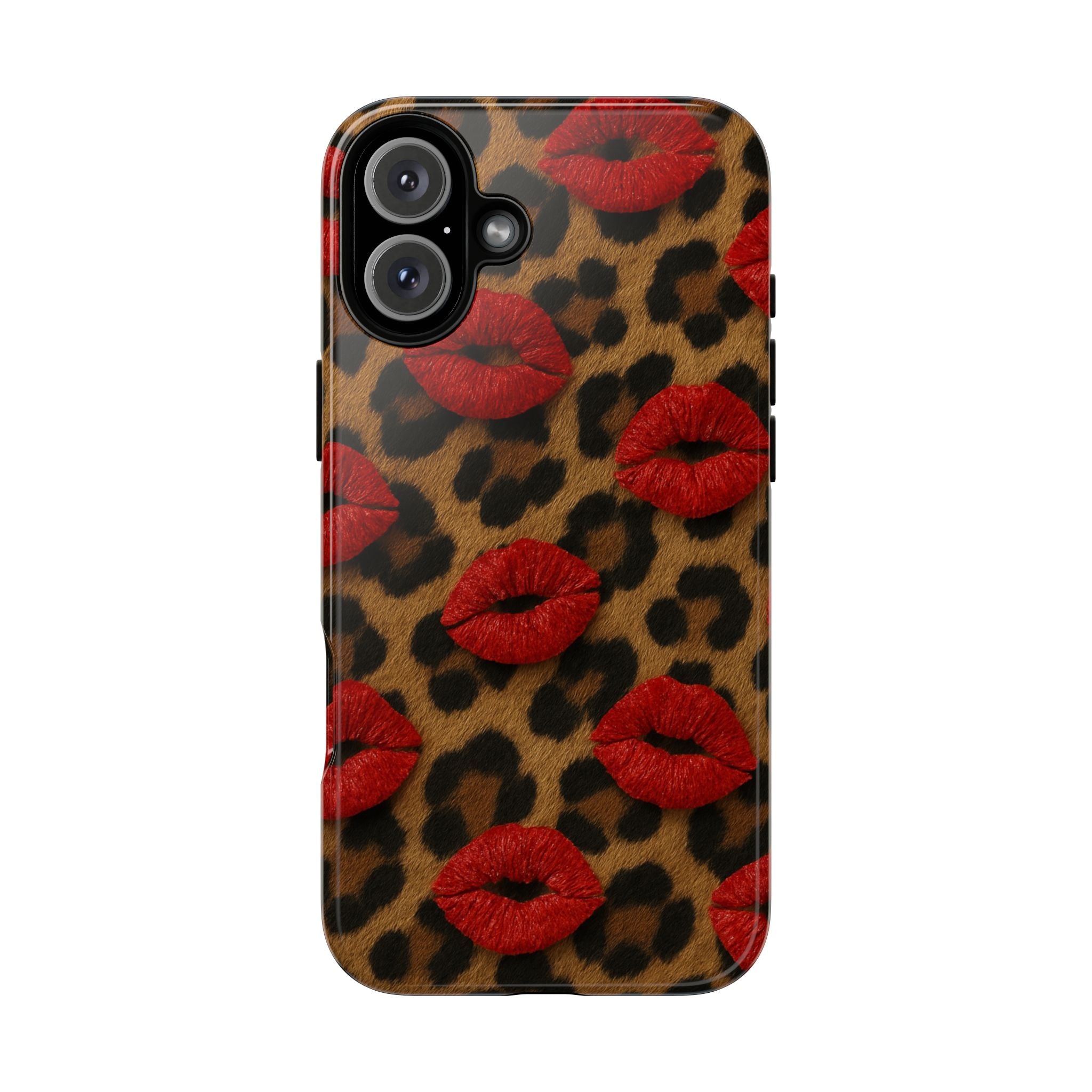 Leopard Kiss Phone Case, Trendy Tough Cases for iPhone, Fashionable Phone Accessory, Stylish Gift for Her, Birthday Present