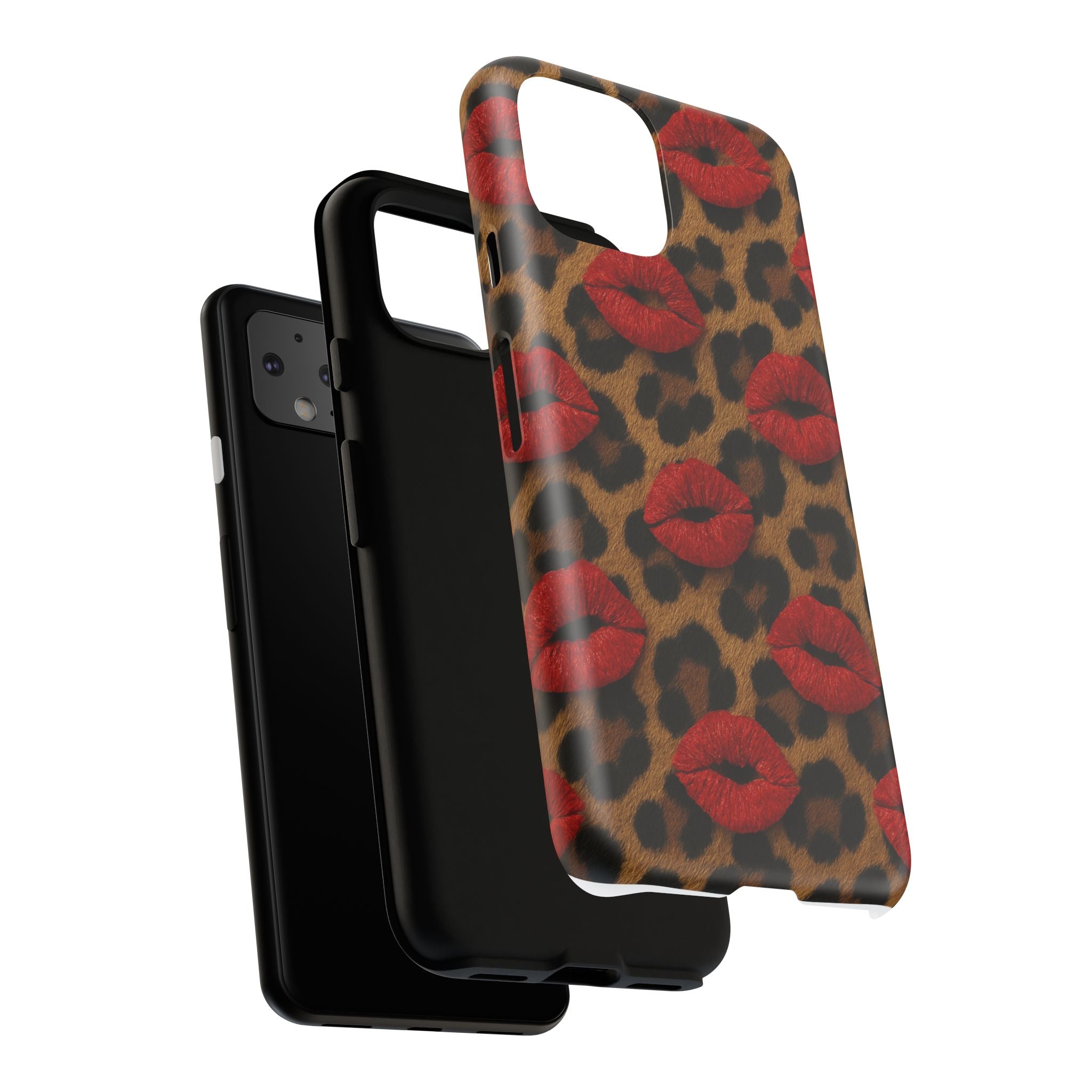 Leopard Kiss Phone Case, Trendy Tough Cases for iPhone, Fashionable Phone Accessory, Stylish Gift for Her, Birthday Present