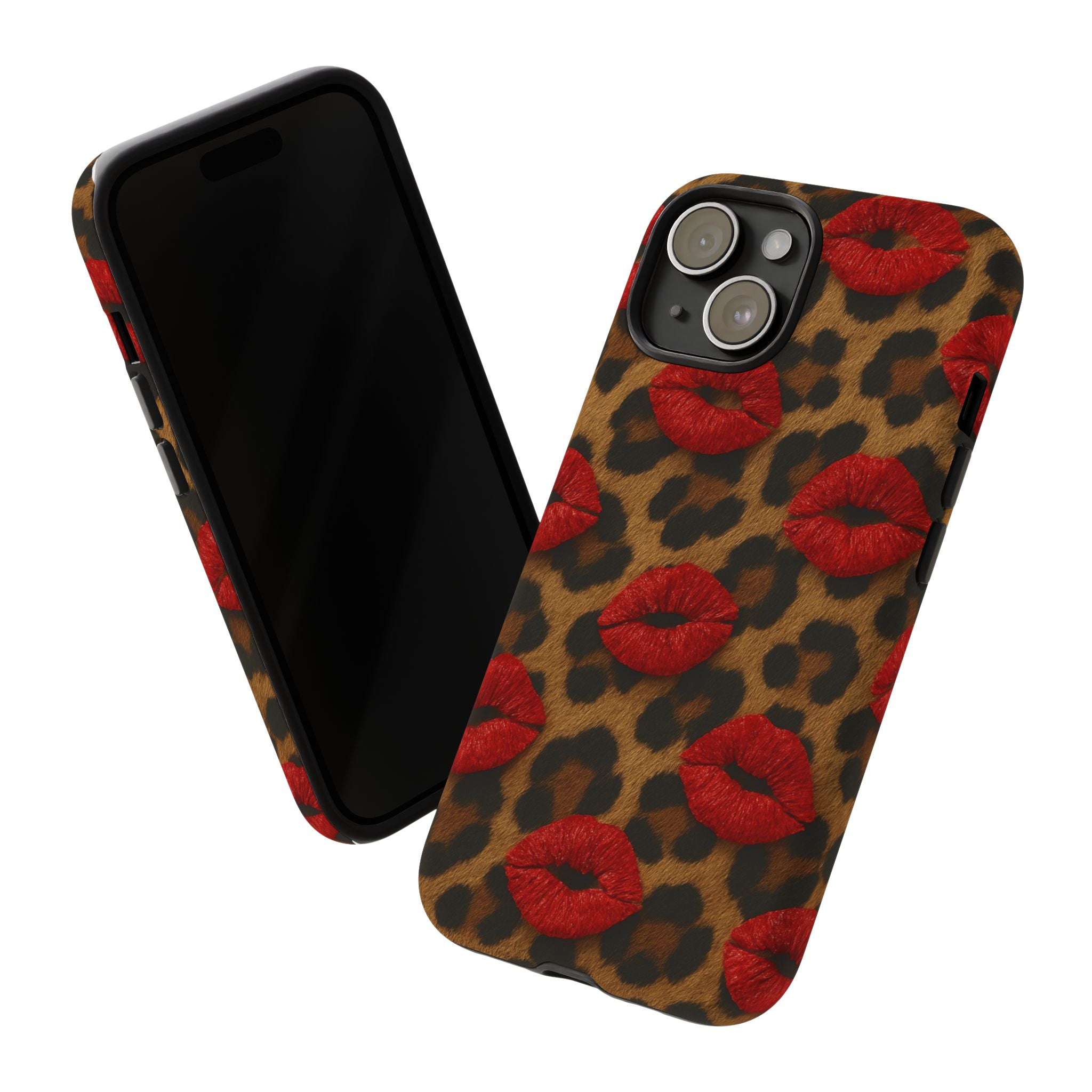 Leopard Kiss Phone Case, Trendy Tough Cases for iPhone, Fashionable Phone Accessory, Stylish Gift for Her, Birthday Present
