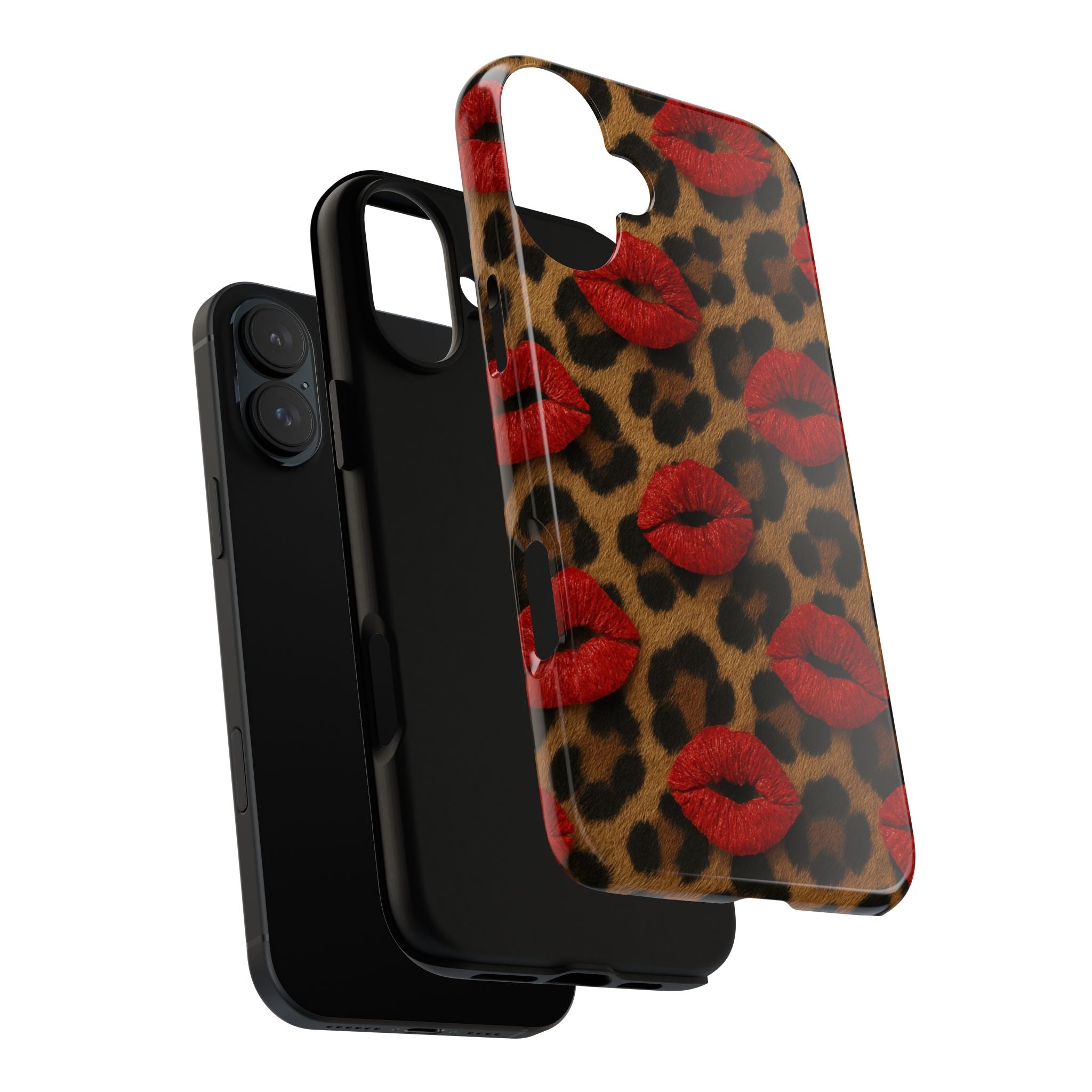 Leopard Kiss Phone Case, Trendy Tough Cases for iPhone, Fashionable Phone Accessory, Stylish Gift for Her, Birthday Present
