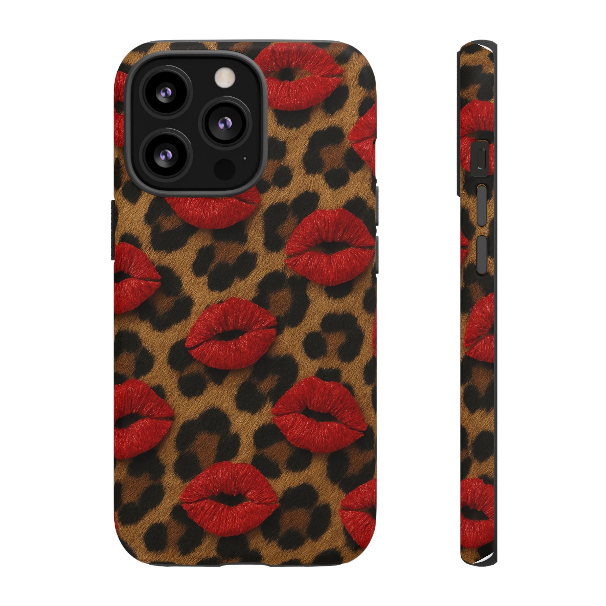 Leopard Kiss Phone Case, Trendy Tough Cases for iPhone, Fashionable Phone Accessory, Stylish Gift for Her, Birthday Present