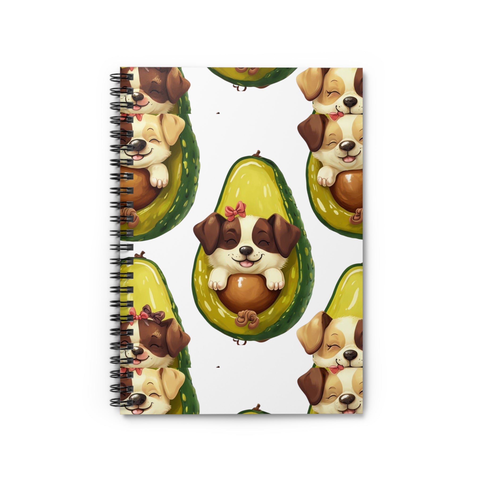 Cute Puppy and Avocado Journal, Dog Lover's Gift, Ruled Line Notebook, Stationery for Pet Owners, Back to School