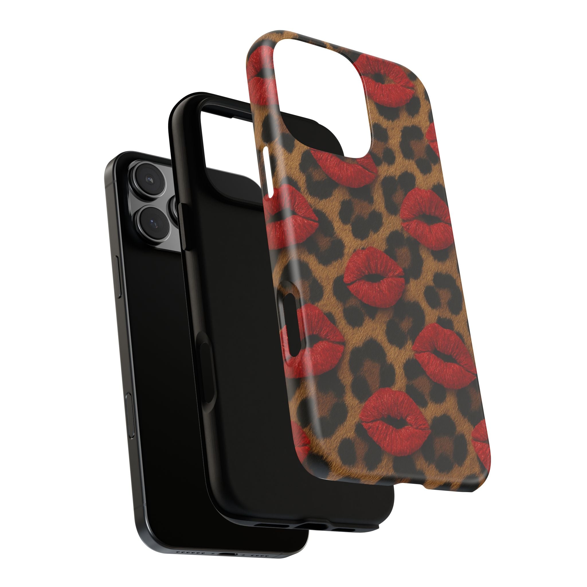 Leopard Kiss Phone Case, Trendy Tough Cases for iPhone, Fashionable Phone Accessory, Stylish Gift for Her, Birthday Present