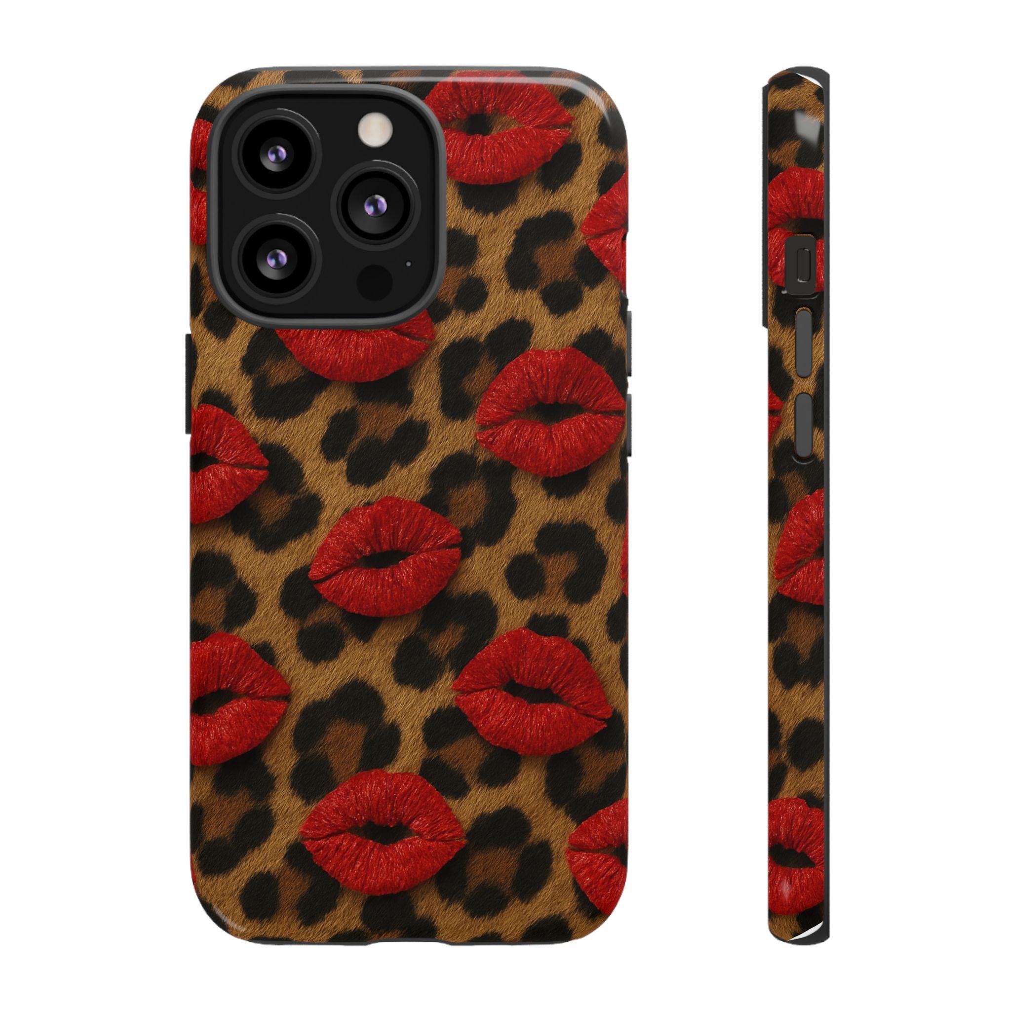 Leopard Kiss Phone Case, Trendy Tough Cases for iPhone, Fashionable Phone Accessory, Stylish Gift for Her, Birthday Present