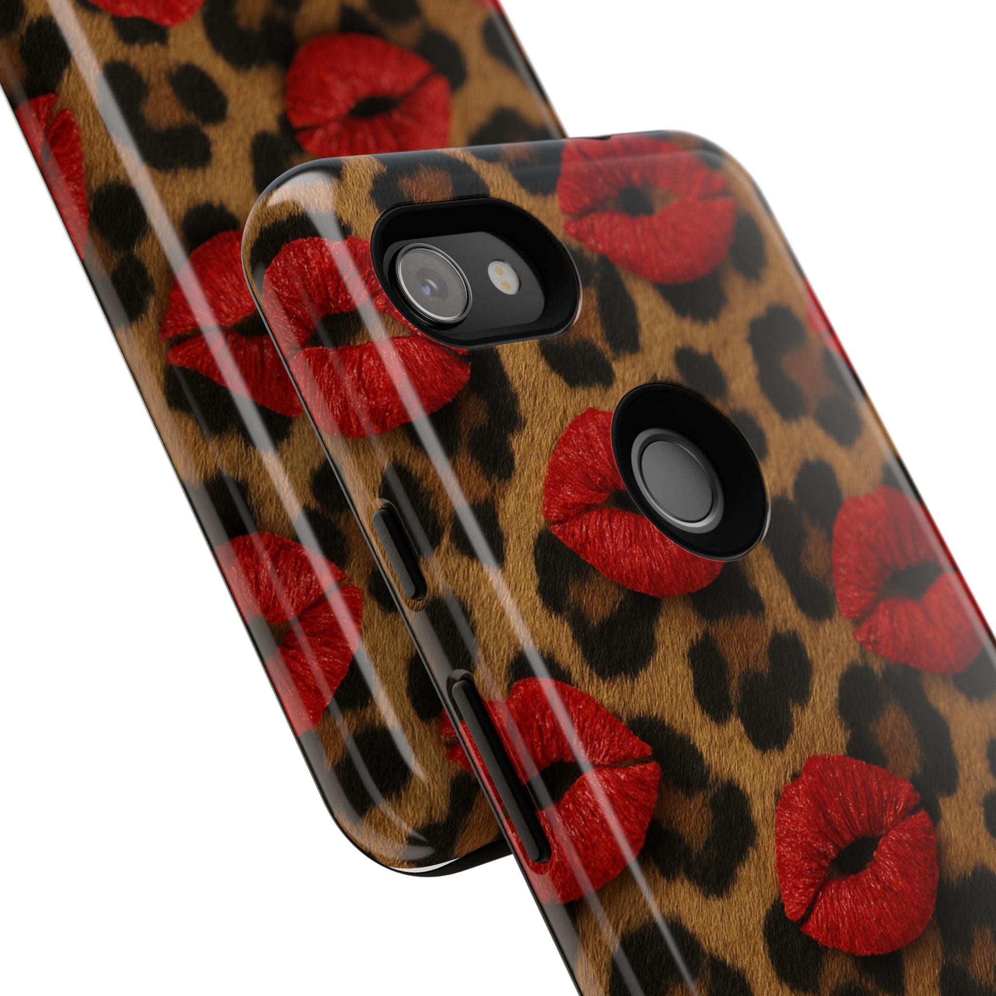 Leopard Kiss Phone Case, Trendy Tough Cases for iPhone, Fashionable Phone Accessory, Stylish Gift for Her, Birthday Present