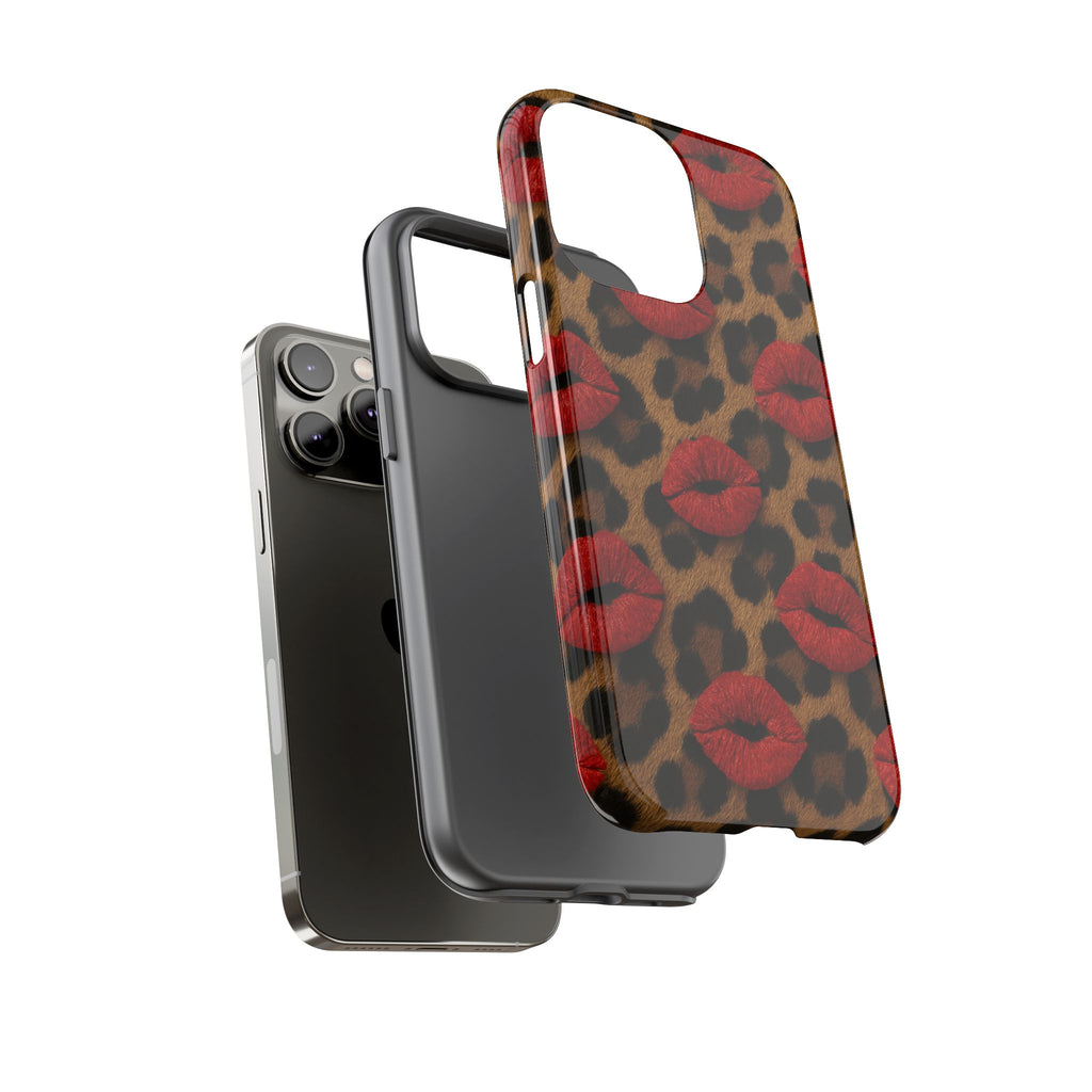 Leopard Kiss Phone Case, Trendy Tough Cases for iPhone, Fashionable Phone Accessory, Stylish Gift for Her, Birthday Present