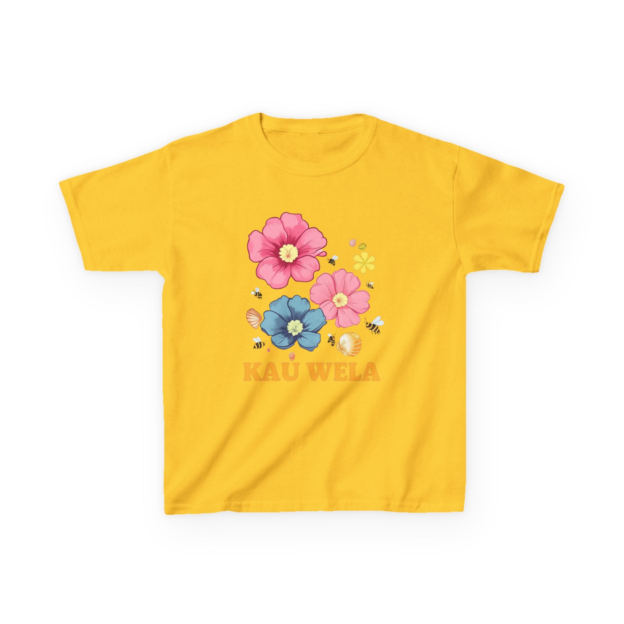 Kids T-Shirt - Summer Flowers Seashells Beach Waves Hawaii
