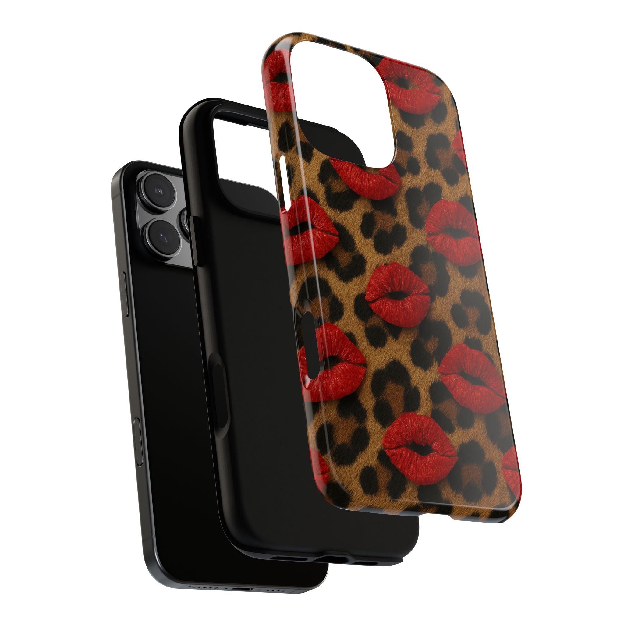 Leopard Kiss Phone Case, Trendy Tough Cases for iPhone, Fashionable Phone Accessory, Stylish Gift for Her, Birthday Present