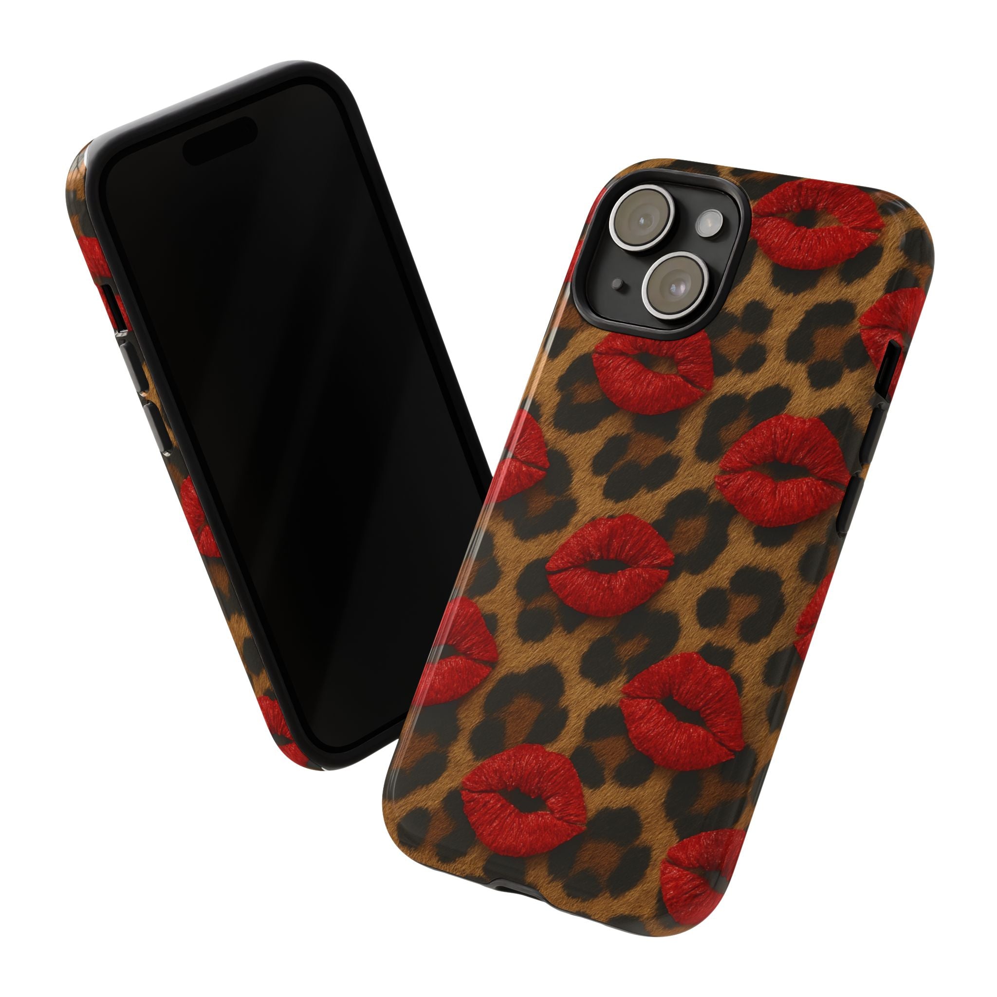 Leopard Kiss Phone Case, Trendy Tough Cases for iPhone, Fashionable Phone Accessory, Stylish Gift for Her, Birthday Present