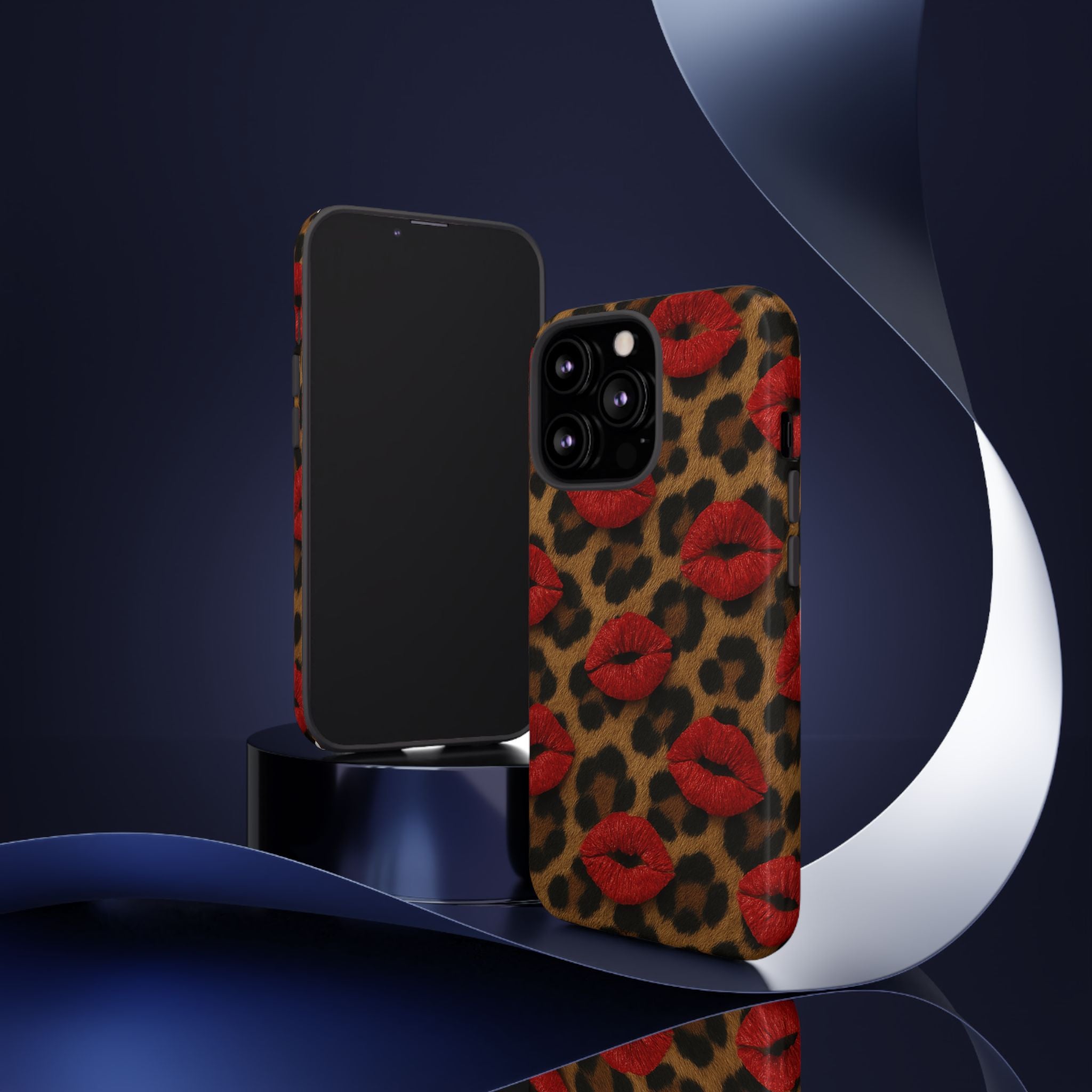Leopard Kiss Phone Case, Trendy Tough Cases for iPhone, Fashionable Phone Accessory, Stylish Gift for Her, Birthday Present
