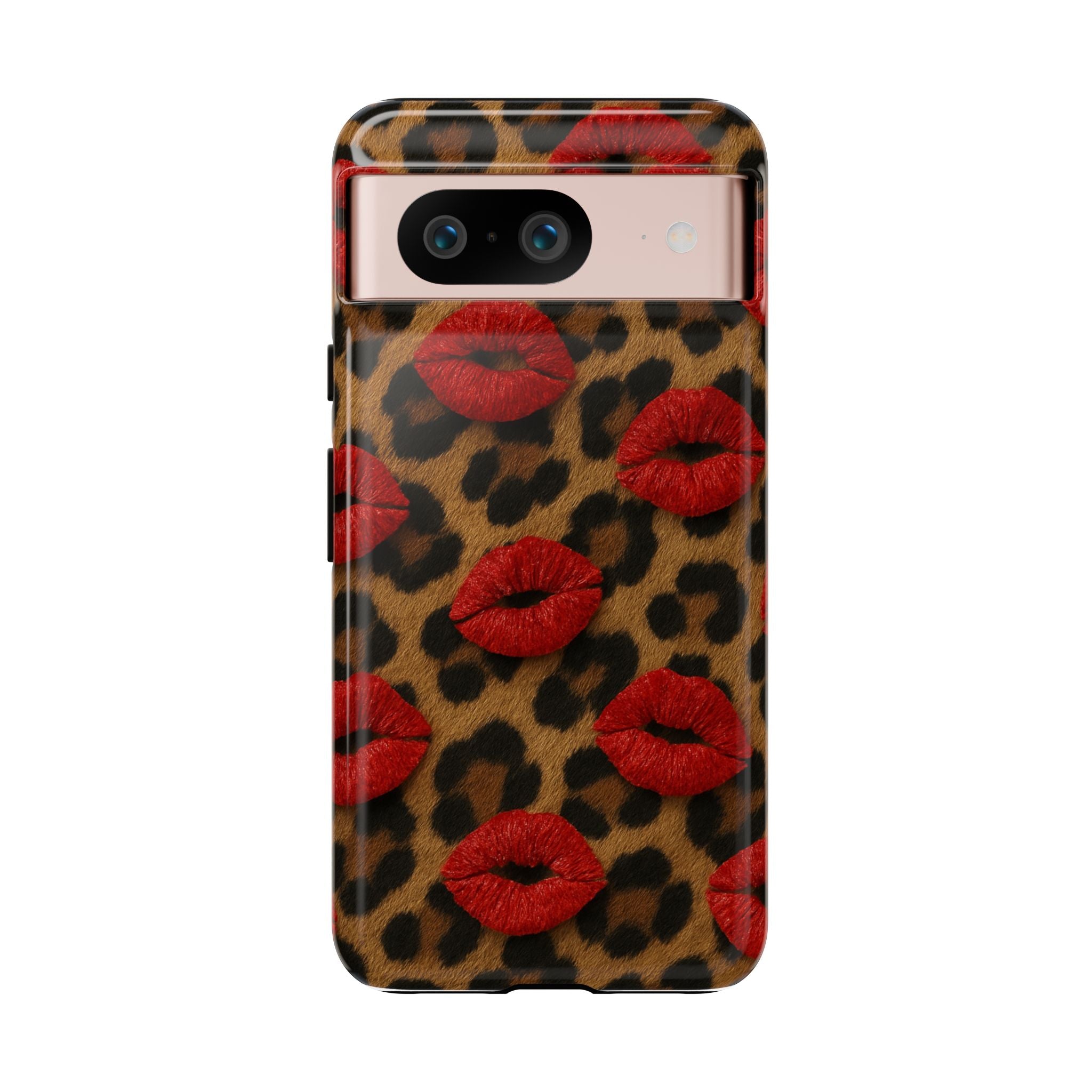 Leopard Kiss Phone Case, Trendy Tough Cases for iPhone, Fashionable Phone Accessory, Stylish Gift for Her, Birthday Present