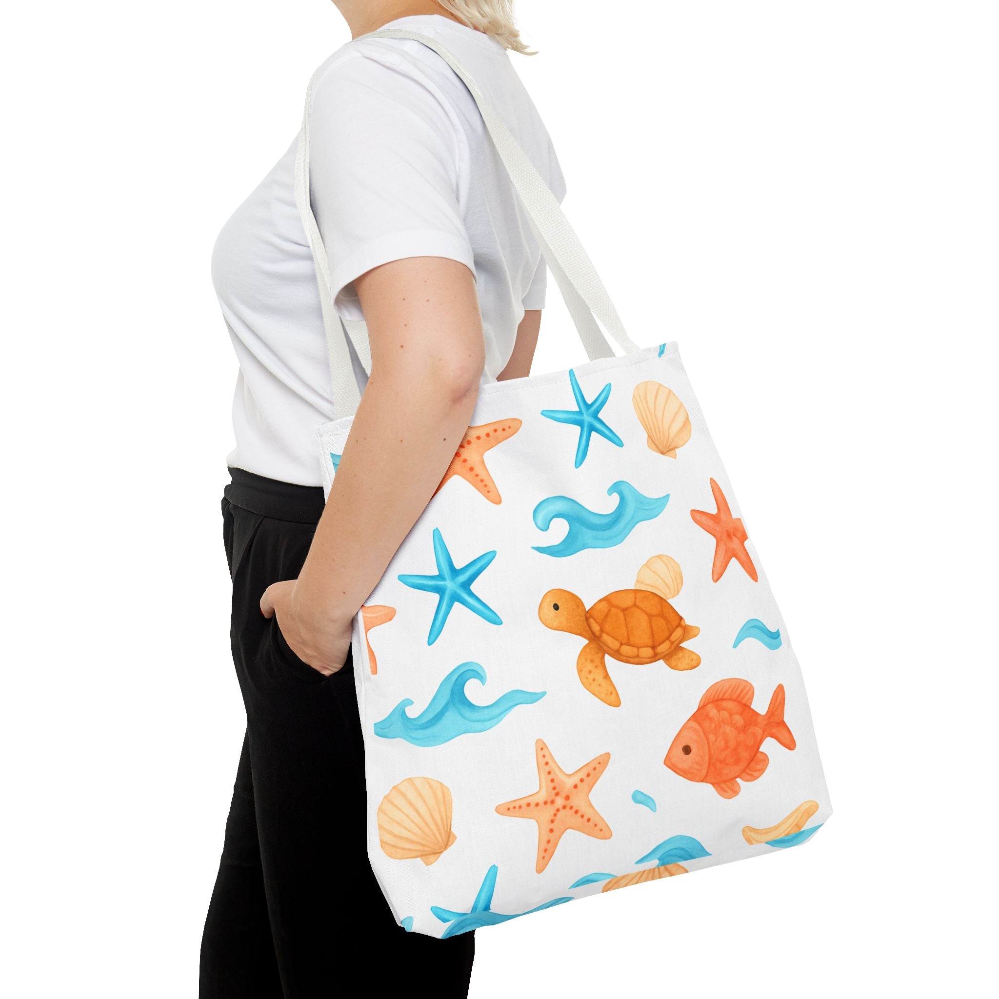 Ocean-Themed Tote Bag - Cute Beach Bag, Summer Accessories, Gift for Ocean Lovers, Lightweight Carryall, Summer Shopping Bag