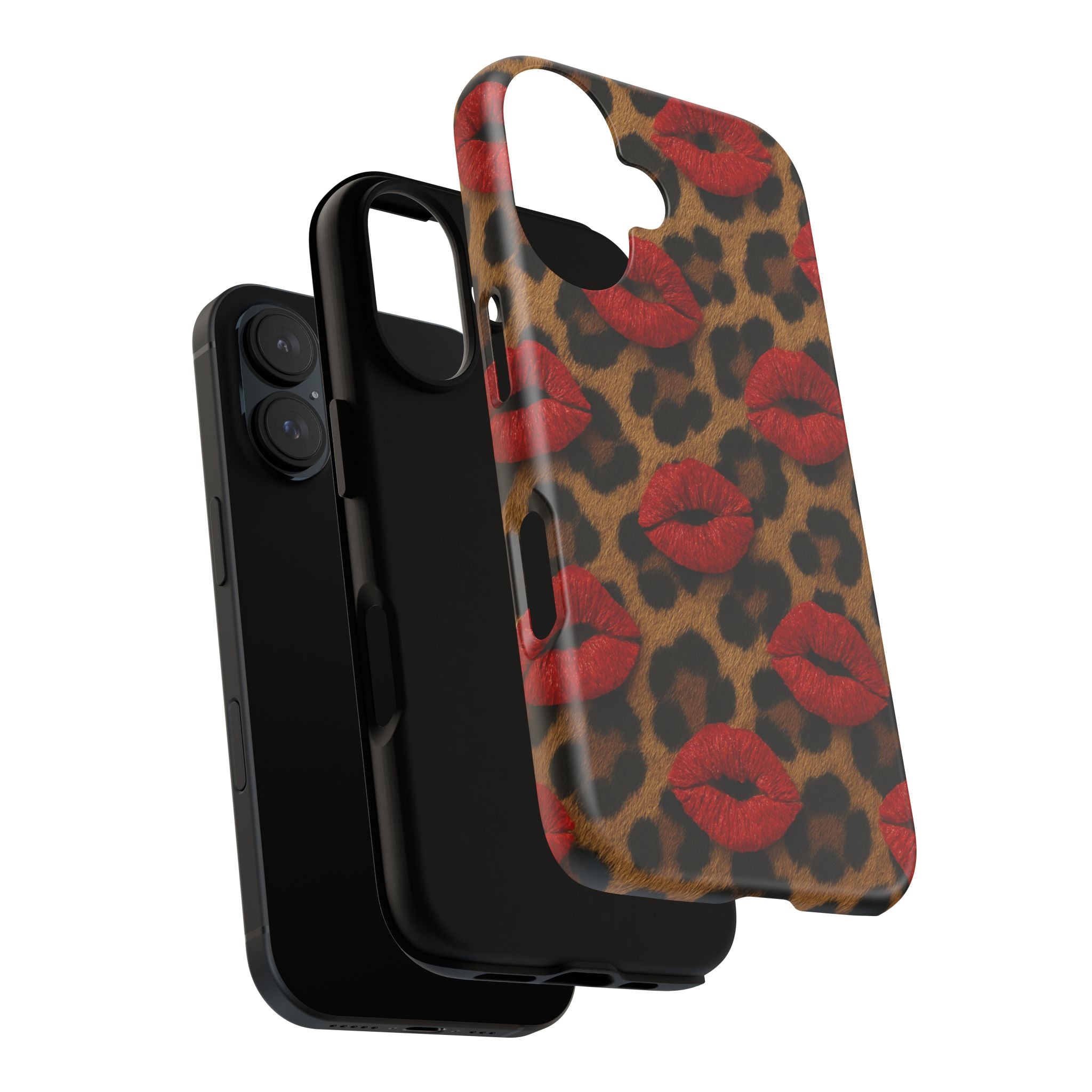 Leopard Kiss Phone Case, Trendy Tough Cases for iPhone, Fashionable Phone Accessory, Stylish Gift for Her, Birthday Present