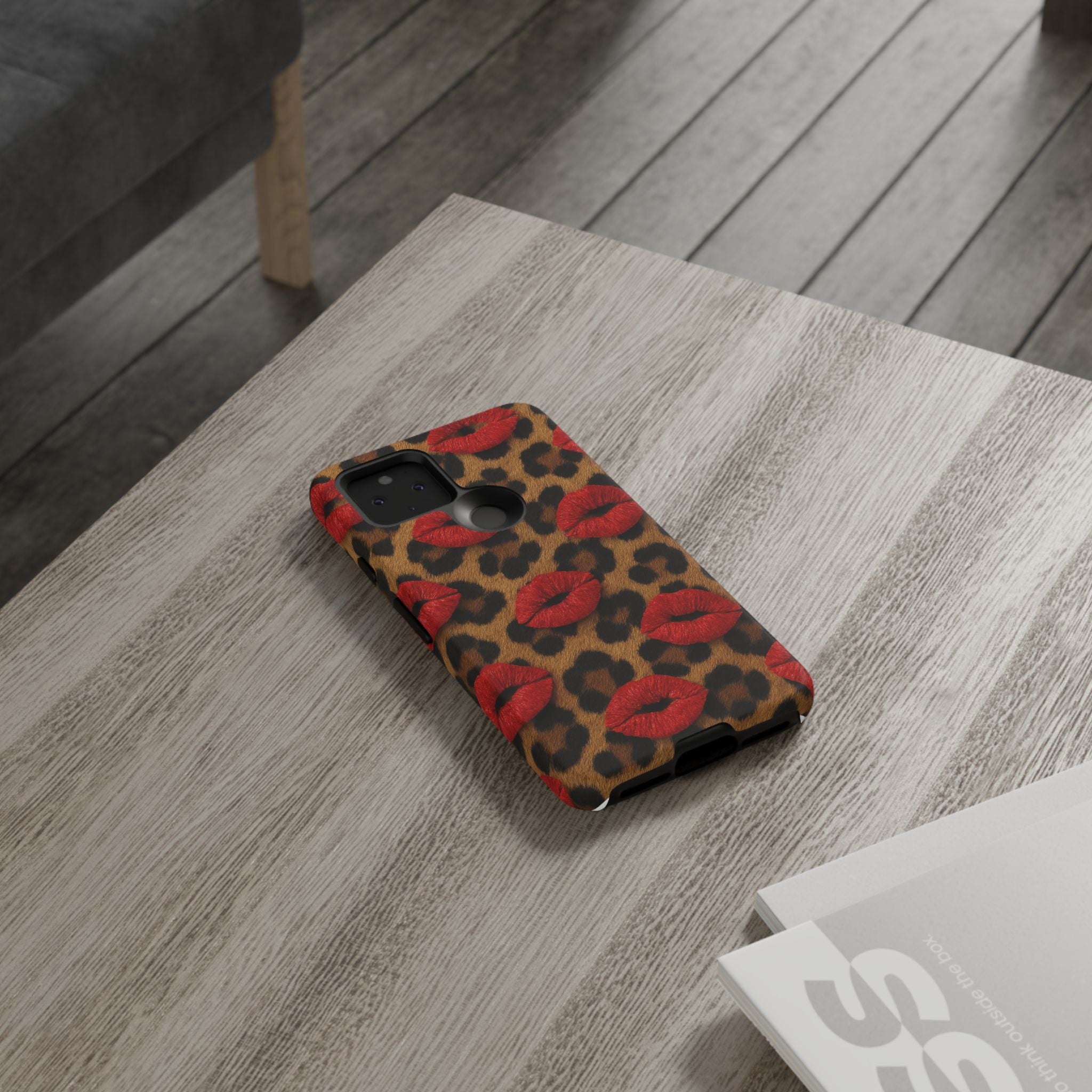 Leopard Kiss Phone Case, Trendy Tough Cases for iPhone, Fashionable Phone Accessory, Stylish Gift for Her, Birthday Present
