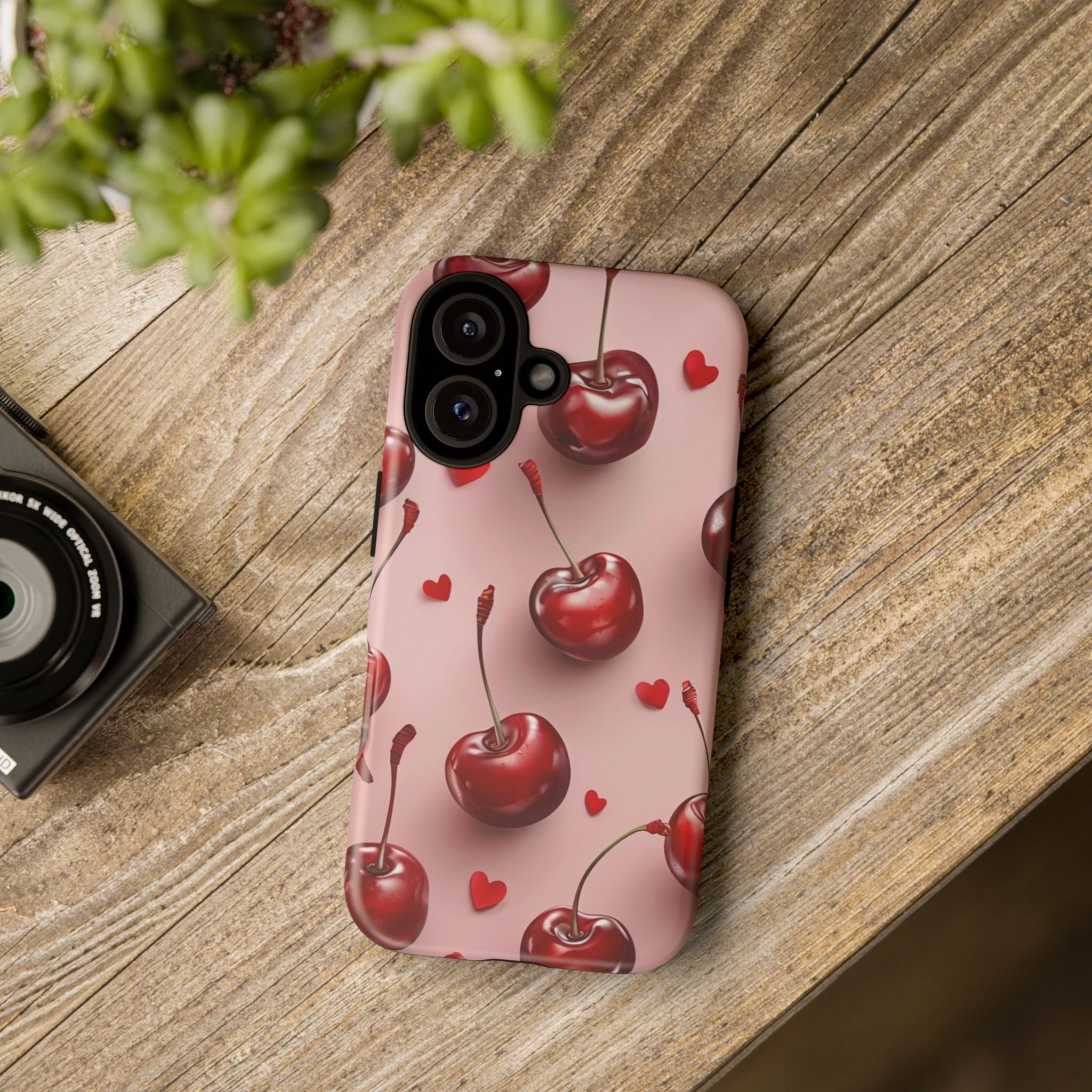 Cherry Blossom Phone Case, Cute Phone Cover, Tough Cases, Red Cherry Design, Valentine's Gift, Stylish Mobile Accessory