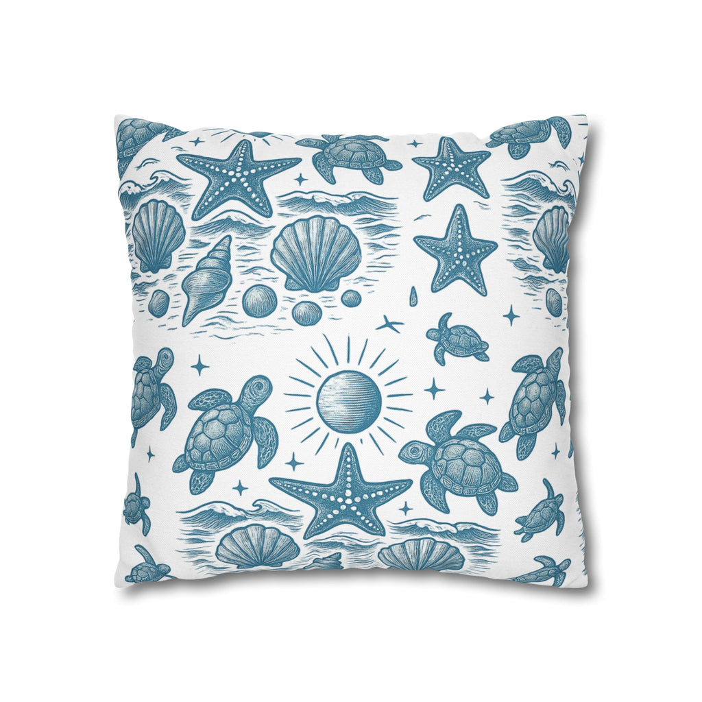 Coastal Turtle Pillowcase, Nautical Home Decor, Summer Vibes Throw Pillow, Beach House Gift, Ocean Theme Room Accent