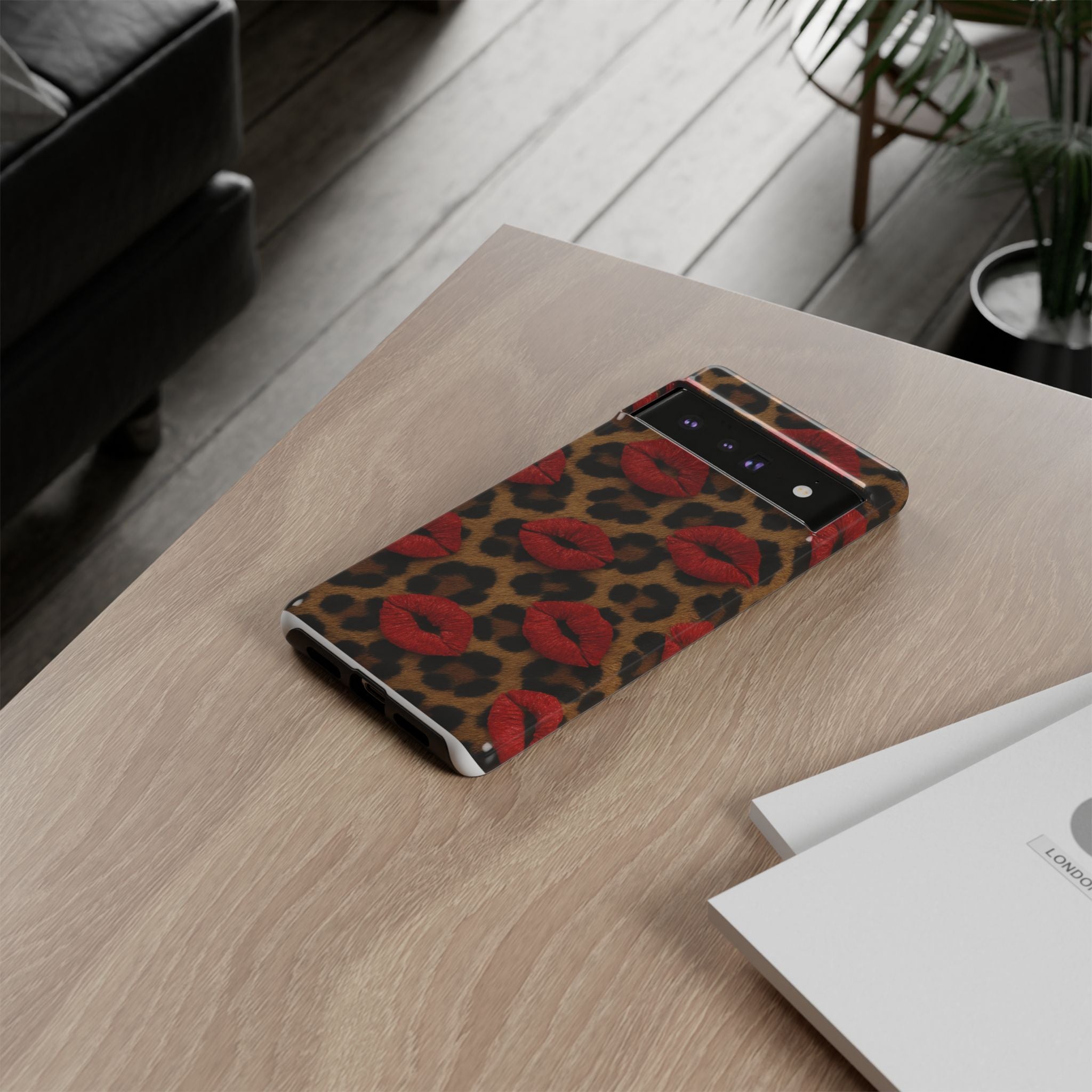 Leopard Kiss Phone Case, Trendy Tough Cases for iPhone, Fashionable Phone Accessory, Stylish Gift for Her, Birthday Present