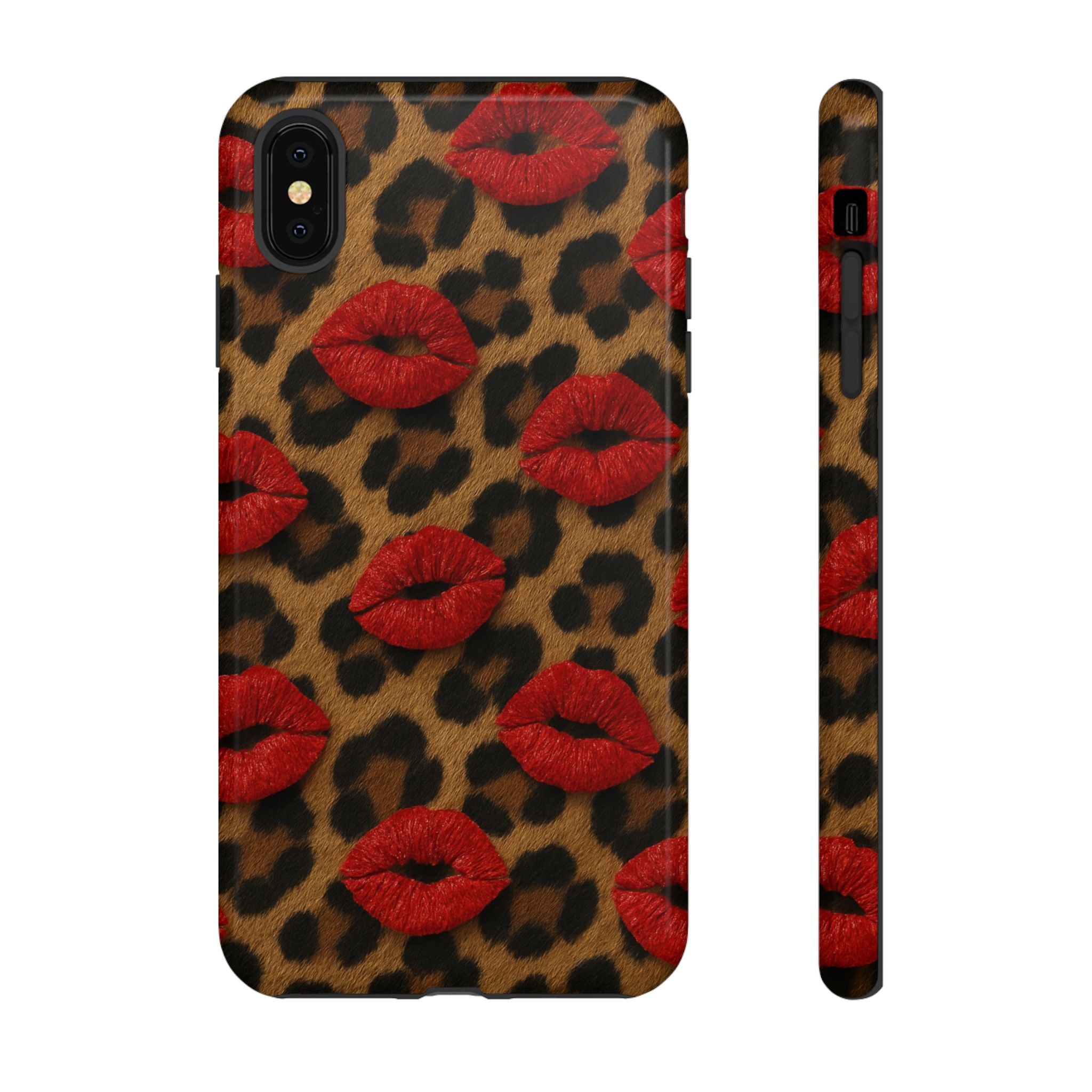 Leopard Kiss Phone Case, Trendy Tough Cases for iPhone, Fashionable Phone Accessory, Stylish Gift for Her, Birthday Present