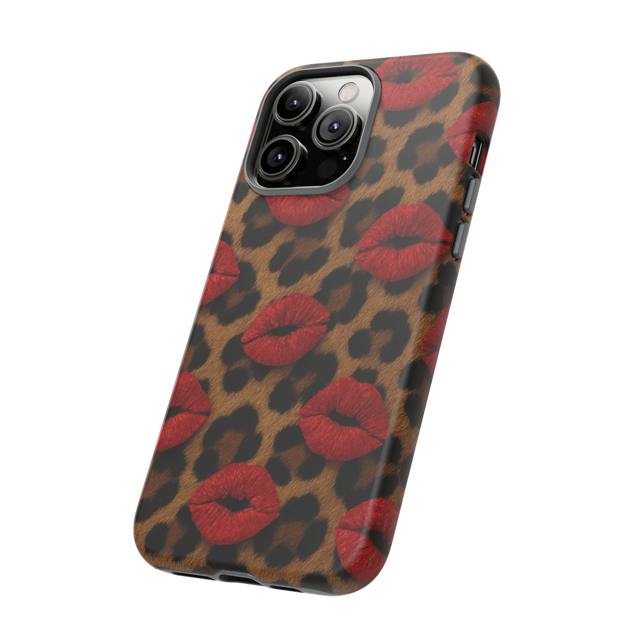 Leopard Kiss Phone Case, Trendy Tough Cases for iPhone, Fashionable Phone Accessory, Stylish Gift for Her, Birthday Present