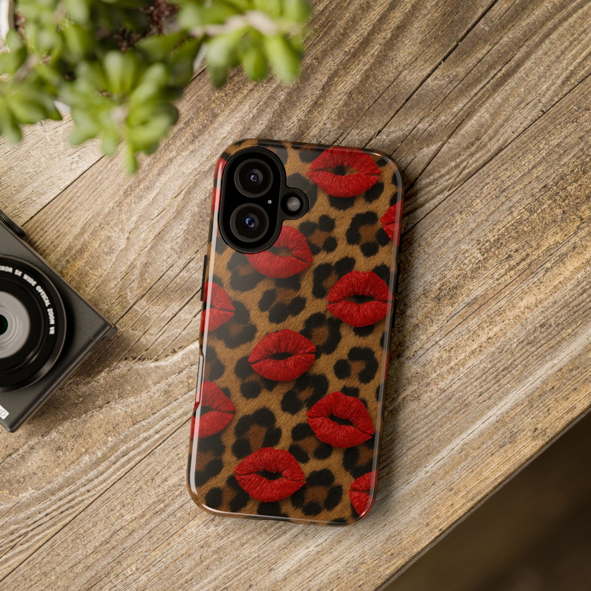 Leopard Kiss Phone Case, Trendy Tough Cases for iPhone, Fashionable Phone Accessory, Stylish Gift for Her, Birthday Present