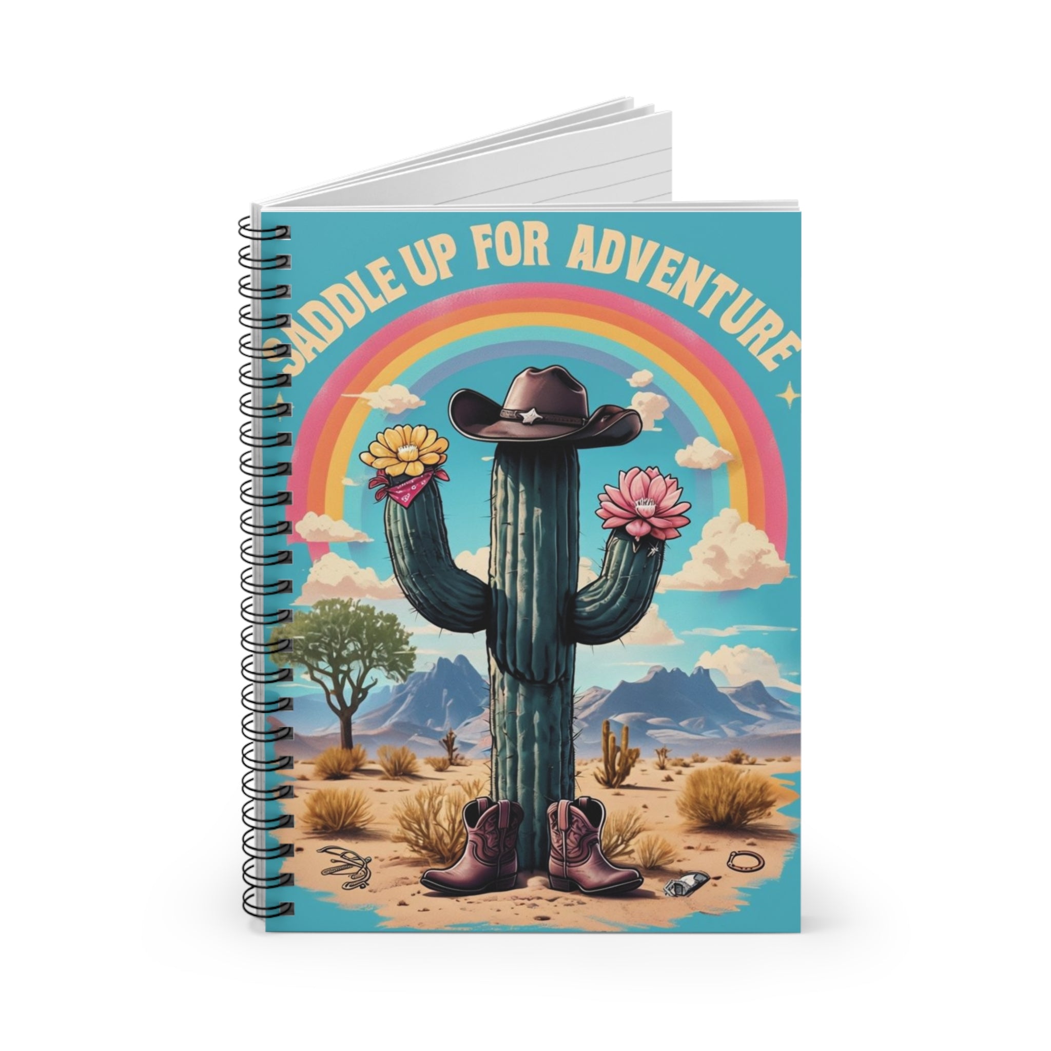 Adventure Spiral Notebook - Saddle Up for Adventure, Cute Cactus Journal, Travel Diary, Gift for Writers, Creative Notepad, Summer [...]