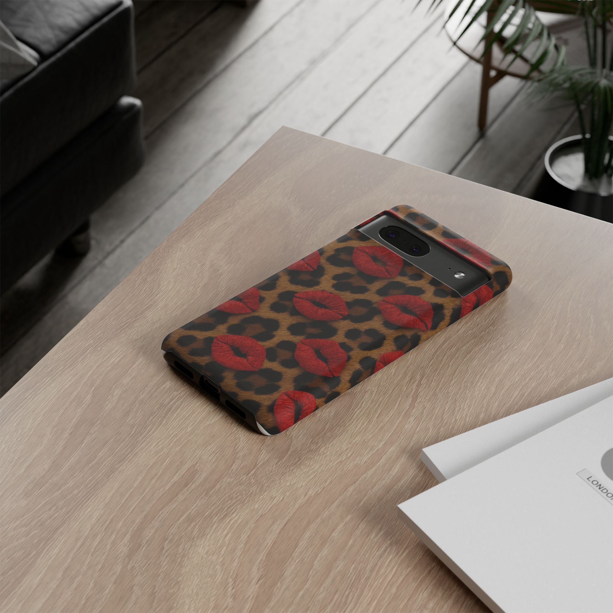 Leopard Kiss Phone Case, Trendy Tough Cases for iPhone, Fashionable Phone Accessory, Stylish Gift for Her, Birthday Present