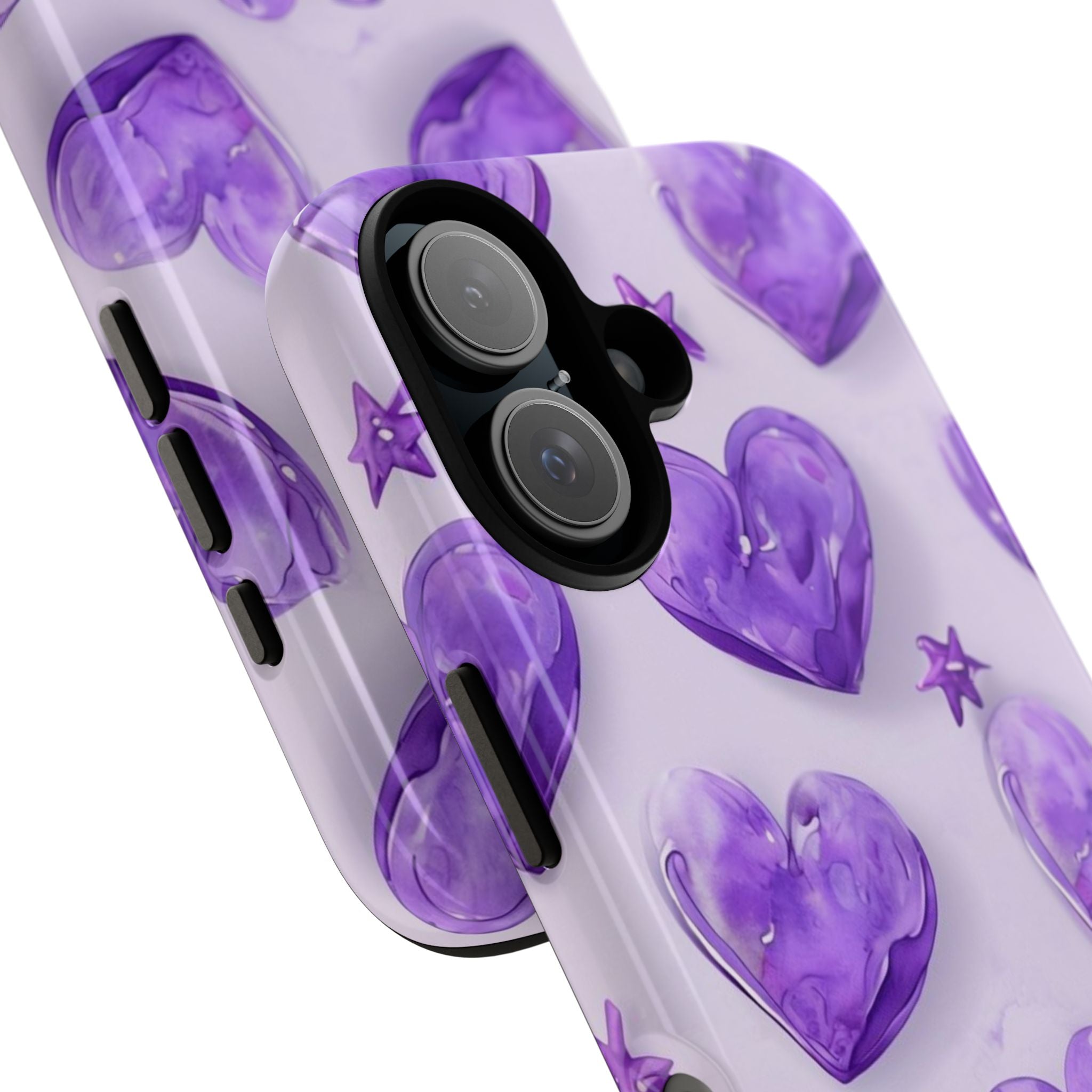 Purple Heart Phone Case, Tough Cases, Cute Tech Accessory, Gifts for Her, Trendy Phone Cover, Valentine's Day Gift, Aesthetic Style