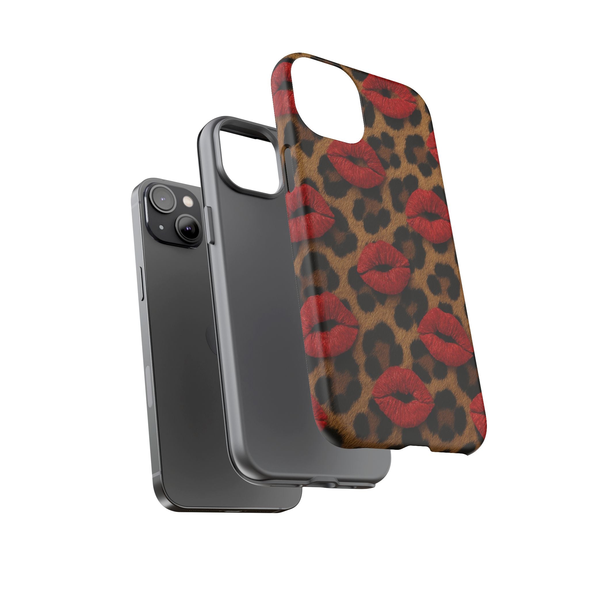 Leopard Kiss Phone Case, Trendy Tough Cases for iPhone, Fashionable Phone Accessory, Stylish Gift for Her, Birthday Present
