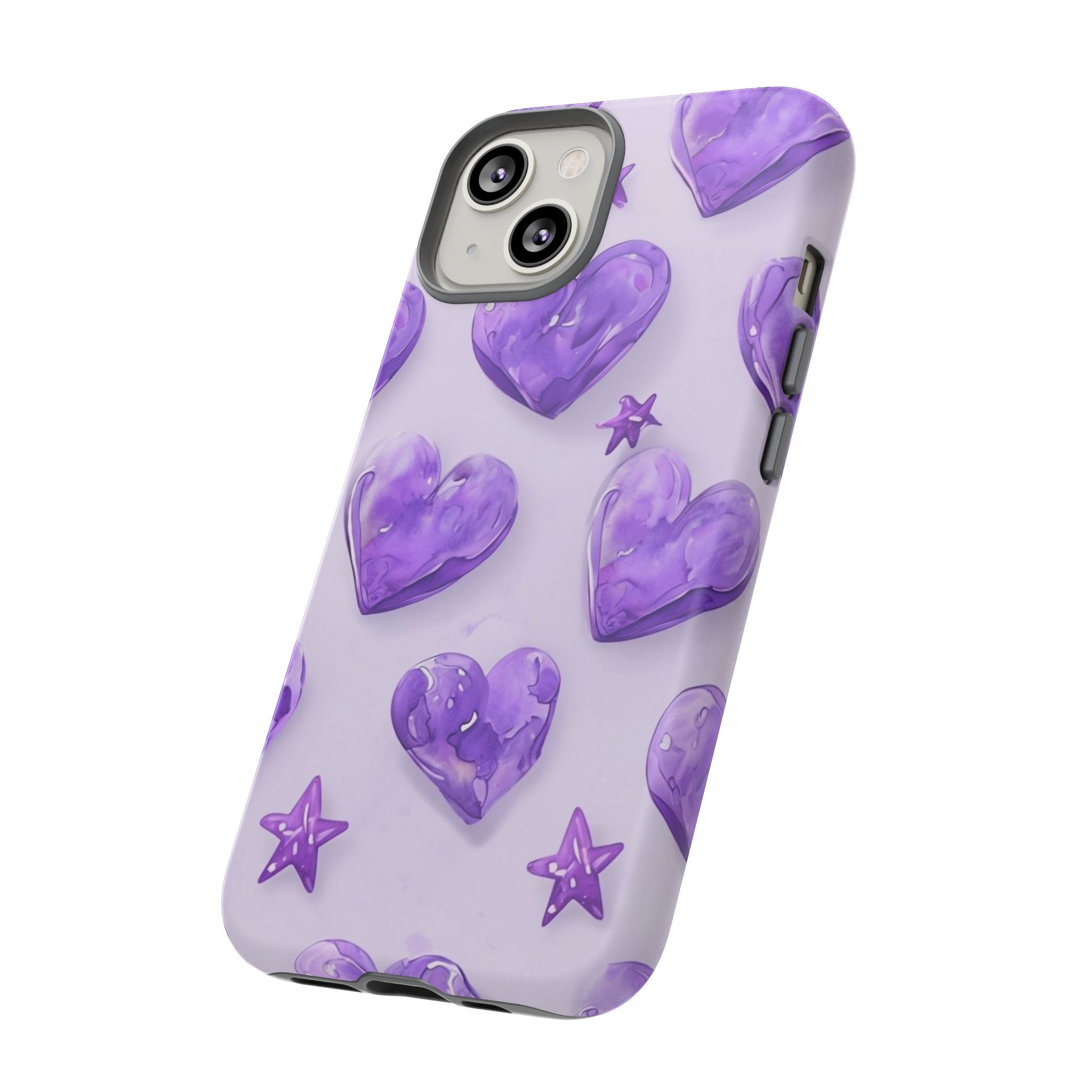 Purple Heart Phone Case, Tough Cases, Cute Tech Accessory, Gifts for Her, Trendy Phone Cover, Valentine's Day Gift, Aesthetic Style