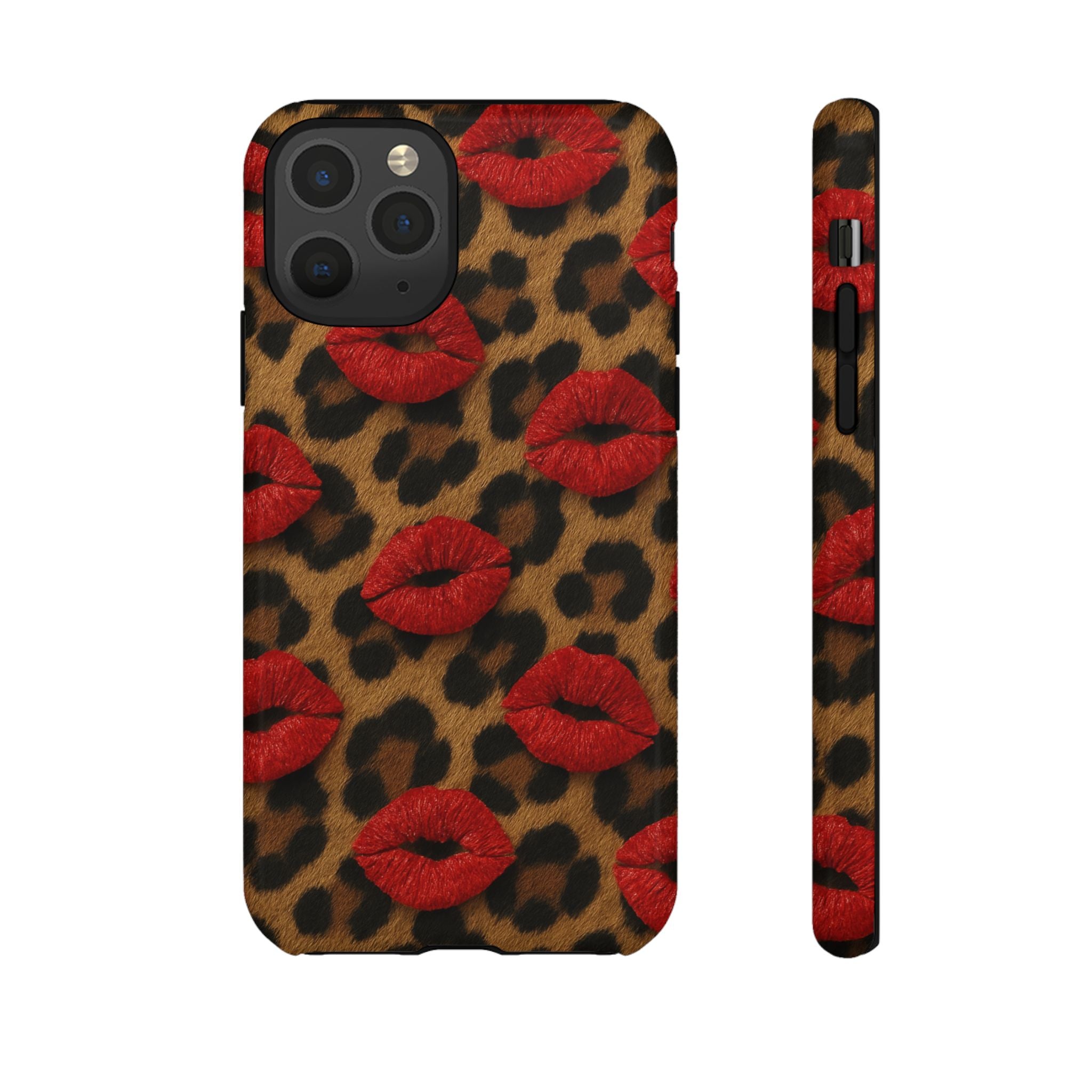 Leopard Kiss Phone Case, Trendy Tough Cases for iPhone, Fashionable Phone Accessory, Stylish Gift for Her, Birthday Present