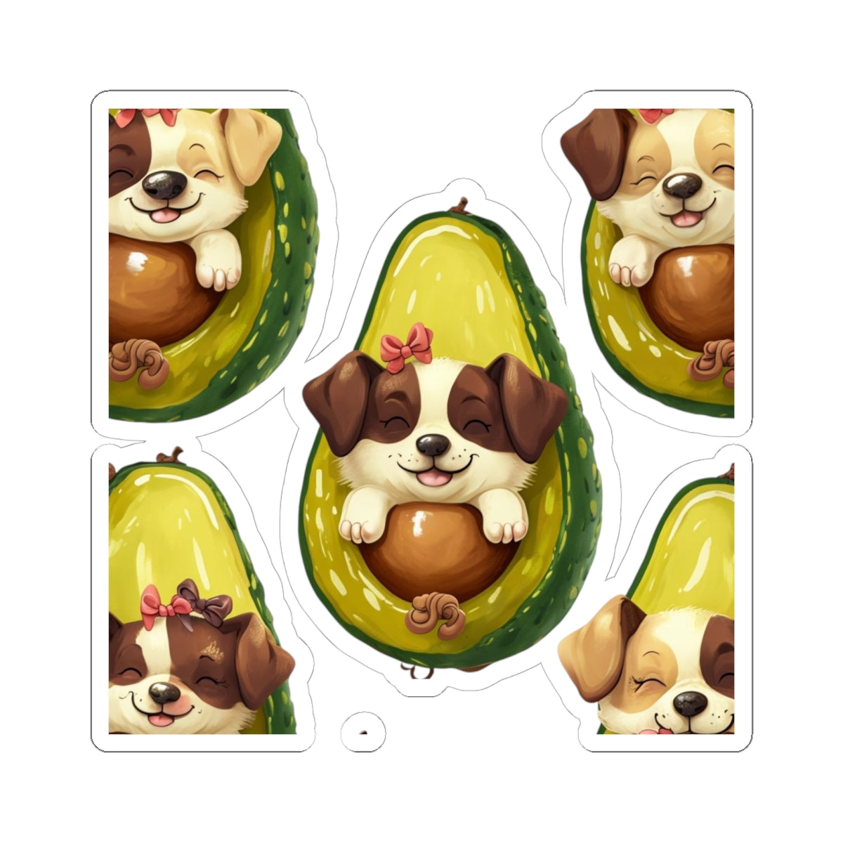 Adorable Avocado Puppy Stickers, Cute Dog Stickers, Pet Lover Gifts, Kawaii Dog Decals, Funny Laptop Stickers