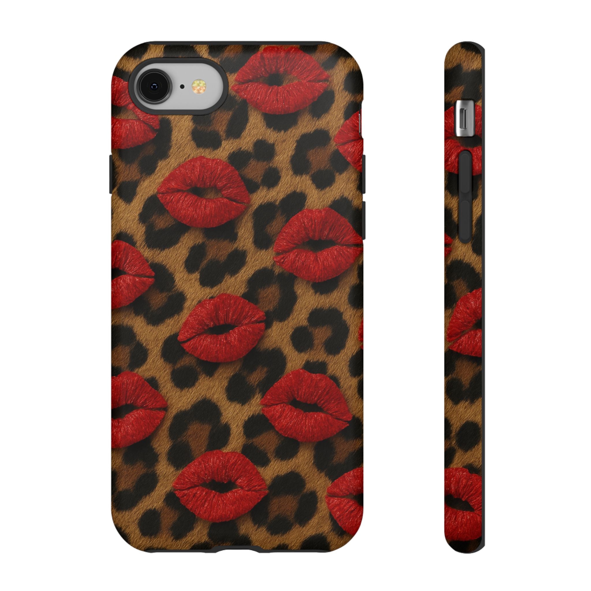 Leopard Kiss Phone Case, Trendy Tough Cases for iPhone, Fashionable Phone Accessory, Stylish Gift for Her, Birthday Present