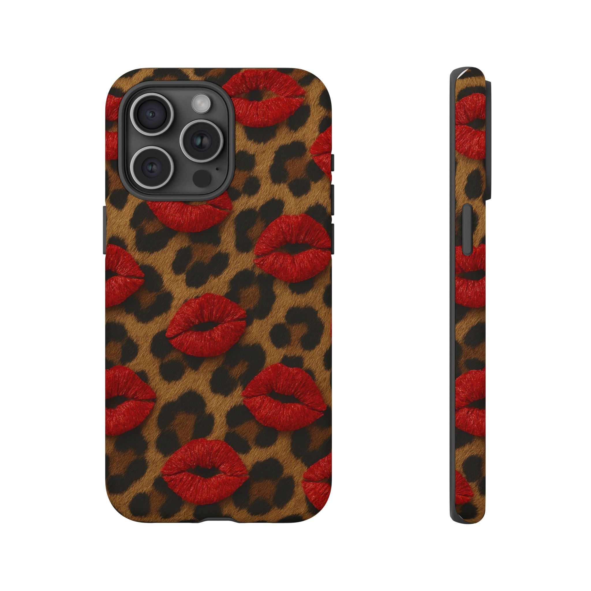 Leopard Kiss Phone Case, Trendy Tough Cases for iPhone, Fashionable Phone Accessory, Stylish Gift for Her, Birthday Present