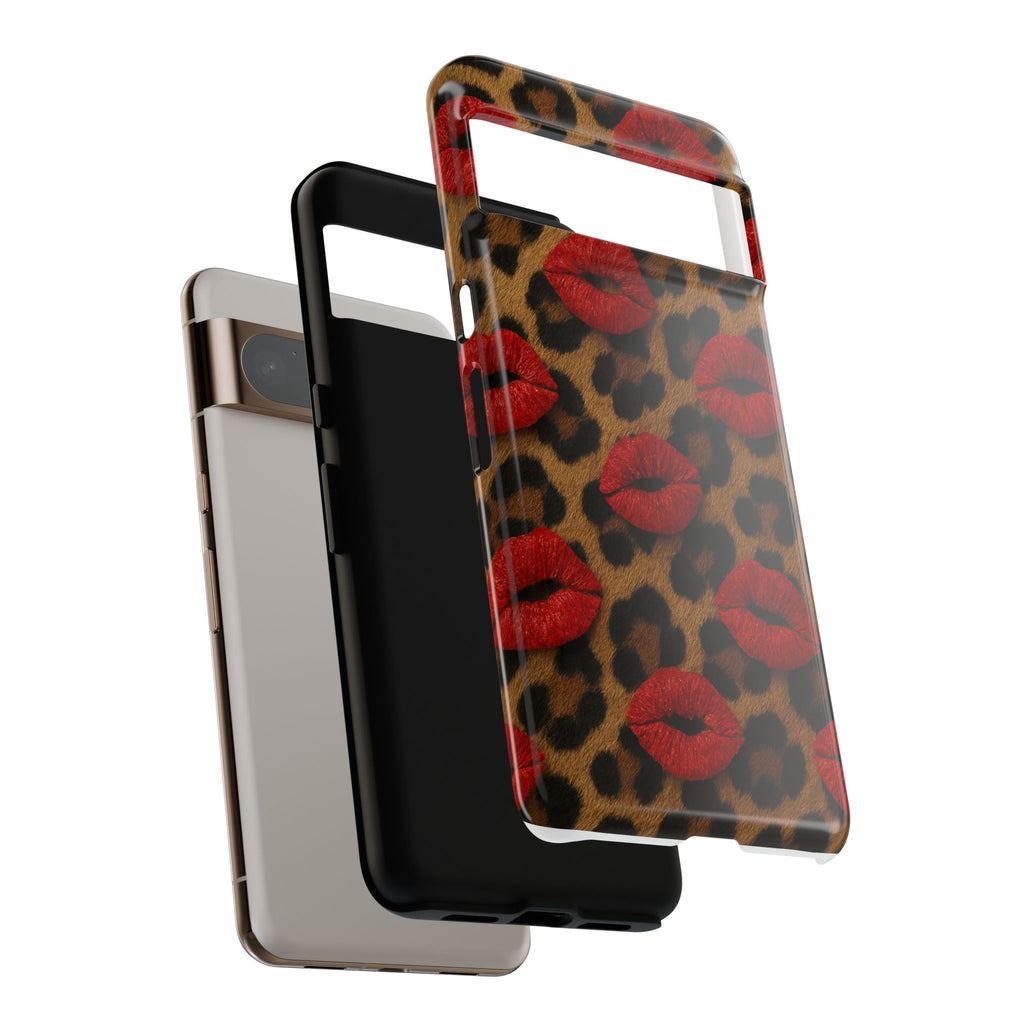 Leopard Kiss Phone Case, Trendy Tough Cases for iPhone, Fashionable Phone Accessory, Stylish Gift for Her, Birthday Present