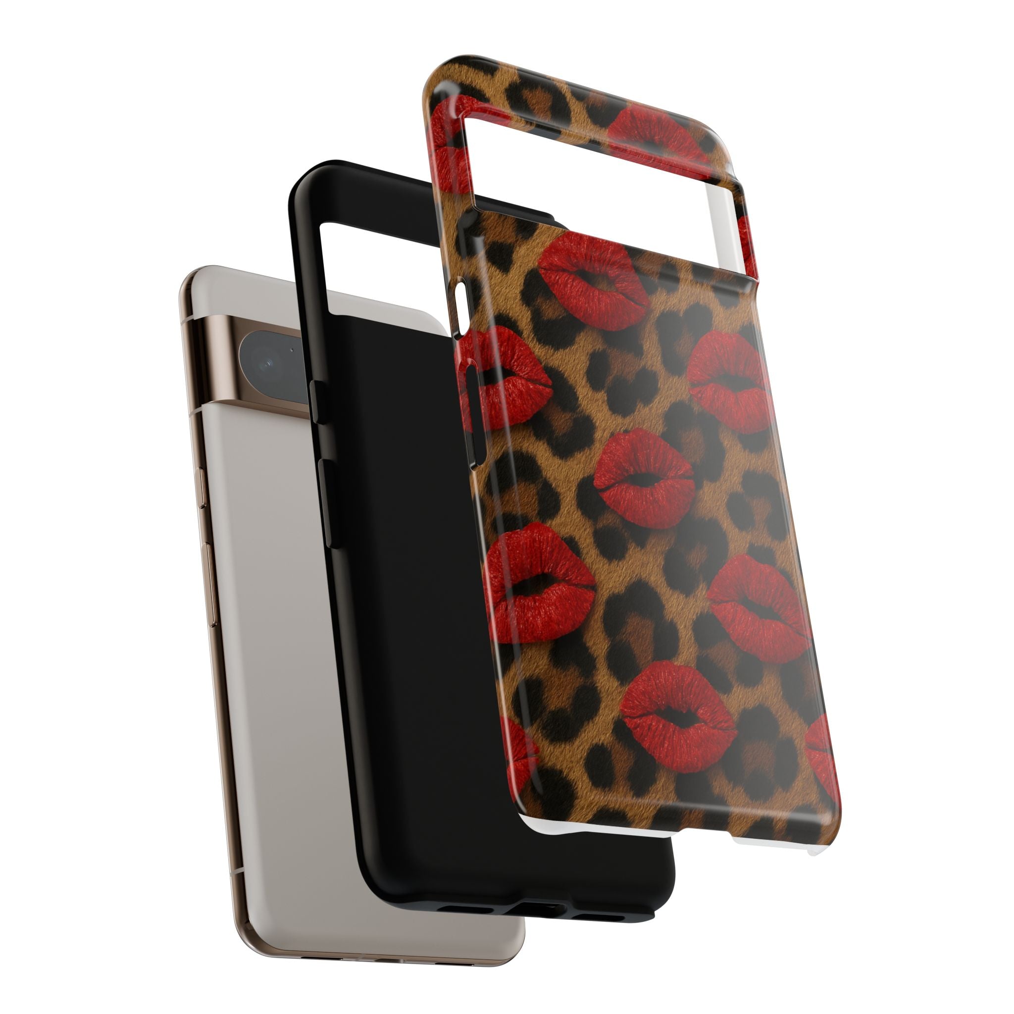 Leopard Kiss Phone Case, Trendy Tough Cases for iPhone, Fashionable Phone Accessory, Stylish Gift for Her, Birthday Present