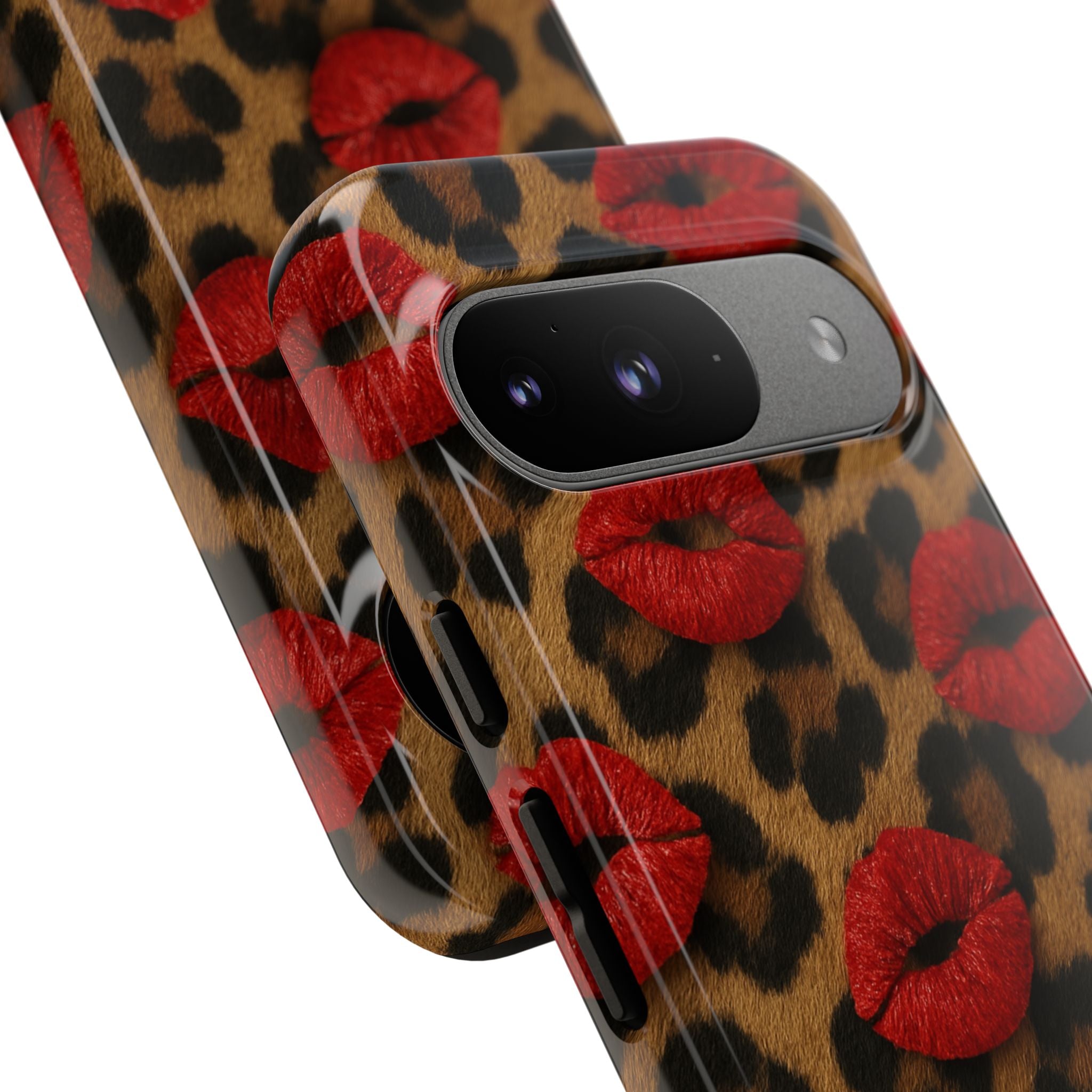 Leopard Kiss Phone Case, Trendy Tough Cases for iPhone, Fashionable Phone Accessory, Stylish Gift for Her, Birthday Present