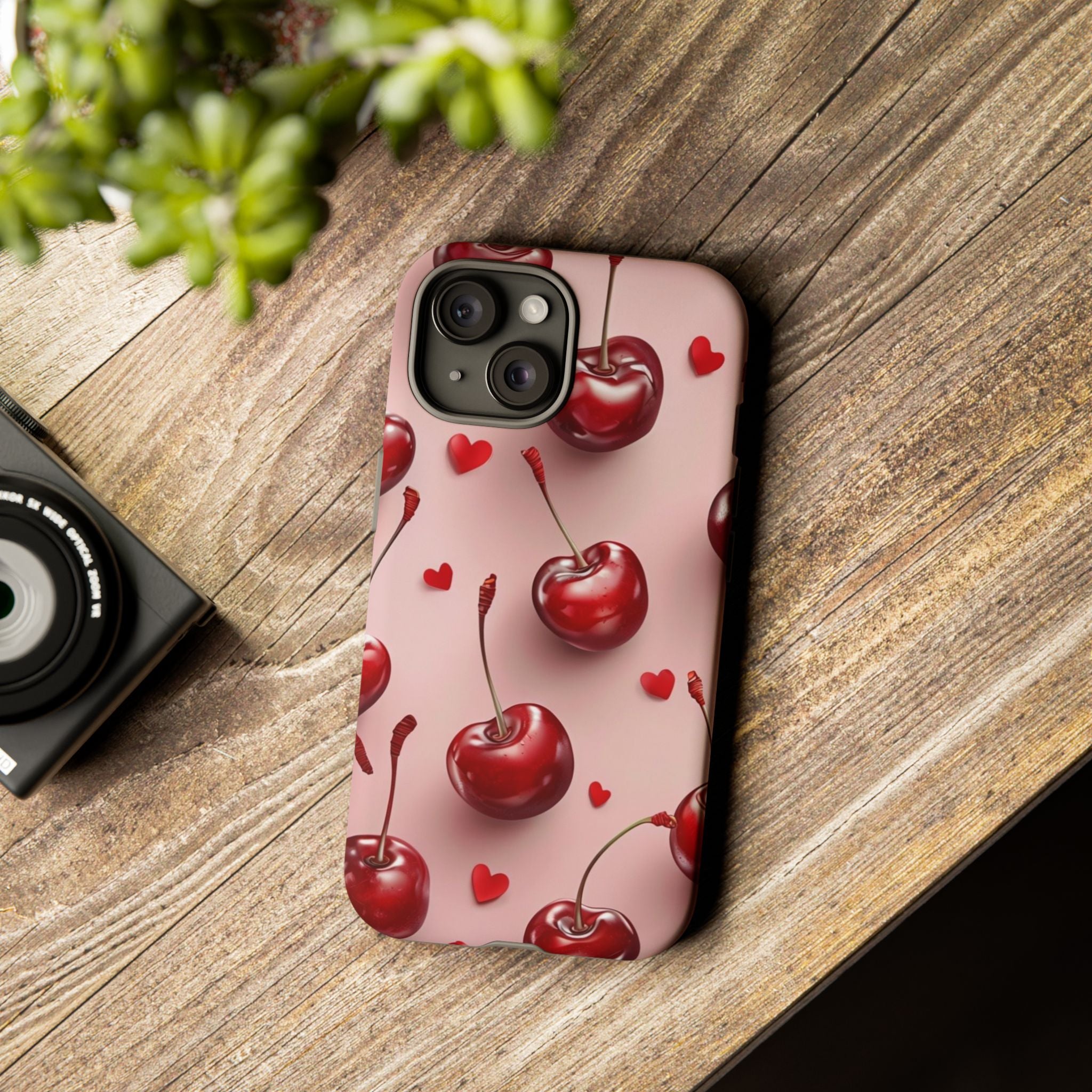 Cherry Blossom Phone Case, Cute Phone Cover, Tough Cases, Red Cherry Design, Valentine's Gift, Stylish Mobile Accessory