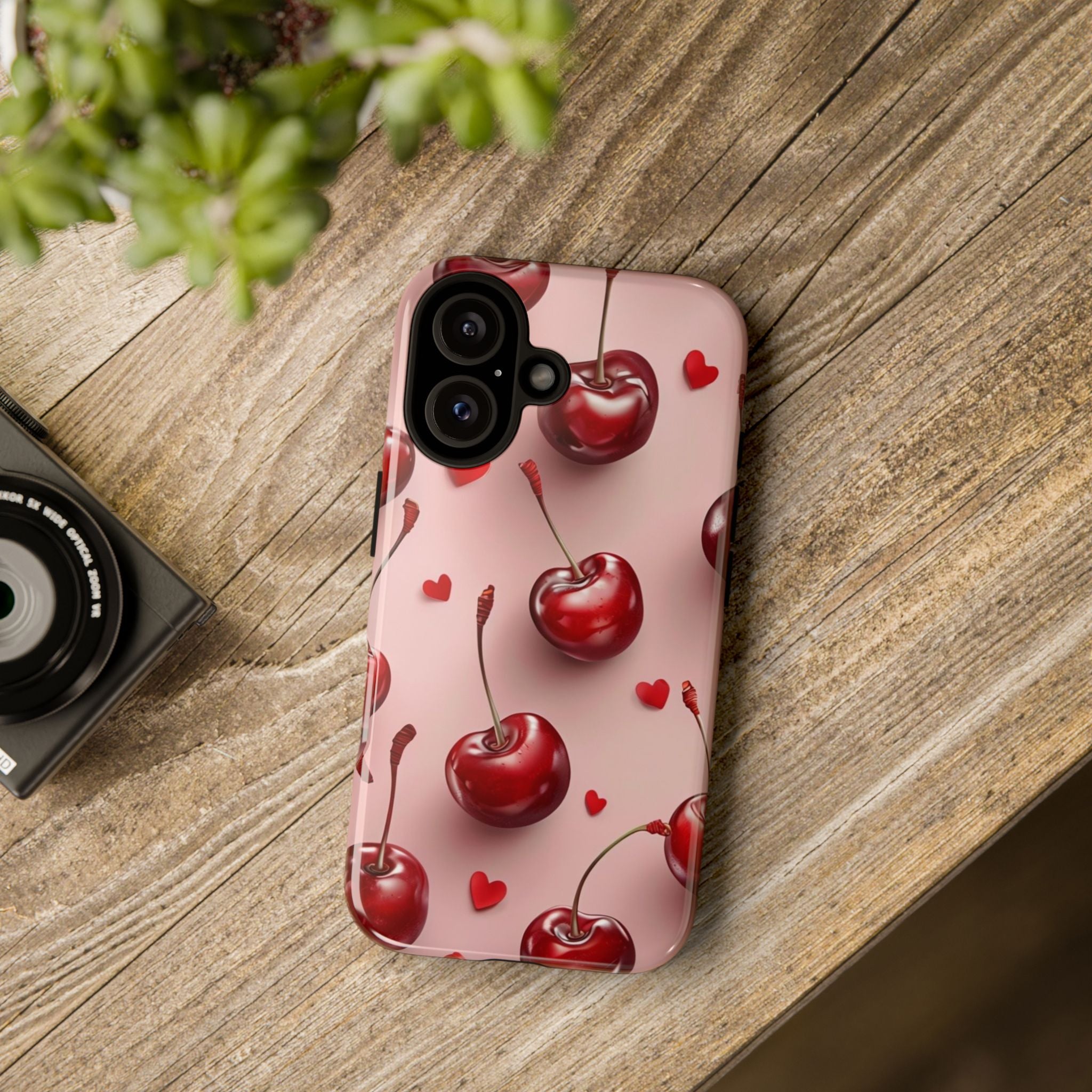 Cherry Blossom Phone Case, Cute Phone Cover, Tough Cases, Red Cherry Design, Valentine's Gift, Stylish Mobile Accessory