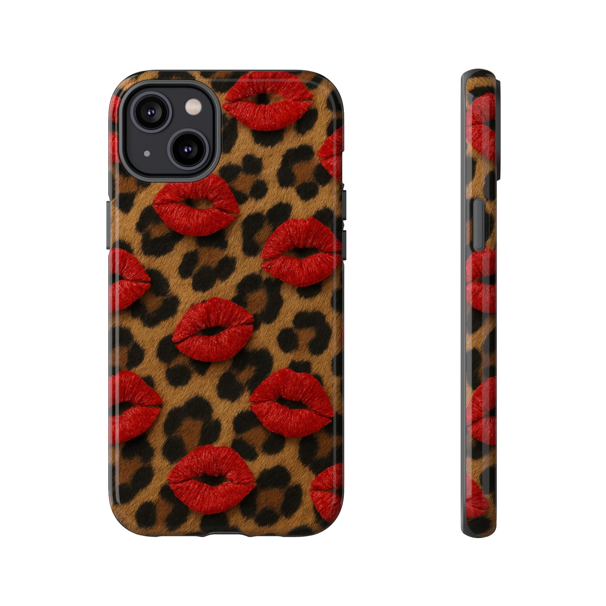 Leopard Kiss Phone Case, Trendy Tough Cases for iPhone, Fashionable Phone Accessory, Stylish Gift for Her, Birthday Present