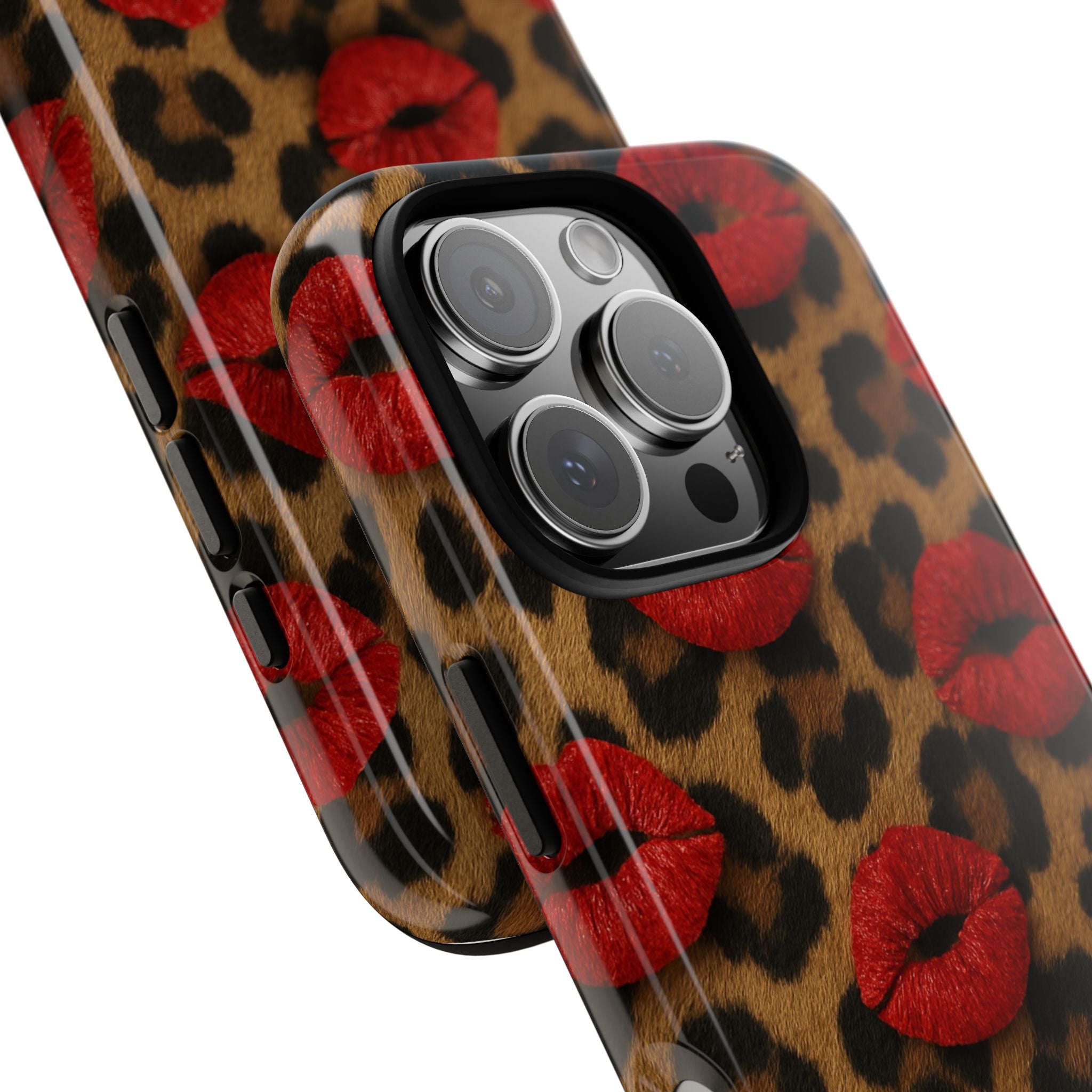 Leopard Kiss Phone Case, Trendy Tough Cases for iPhone, Fashionable Phone Accessory, Stylish Gift for Her, Birthday Present