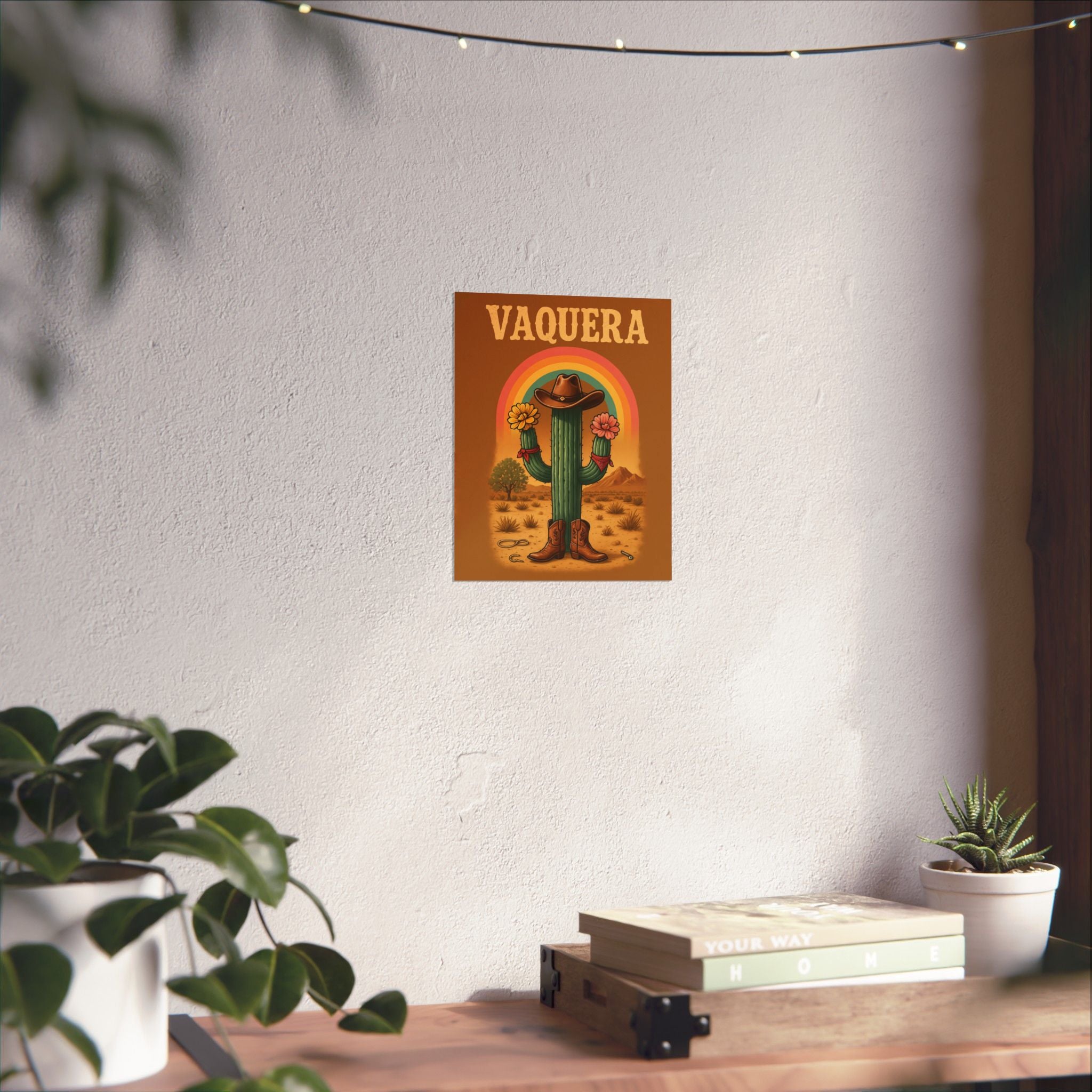 Cowboy Cactus Poster, Boho Home Decor, Southwestern Wall Art, Vaquera Theme, Colorful Saguaro Print