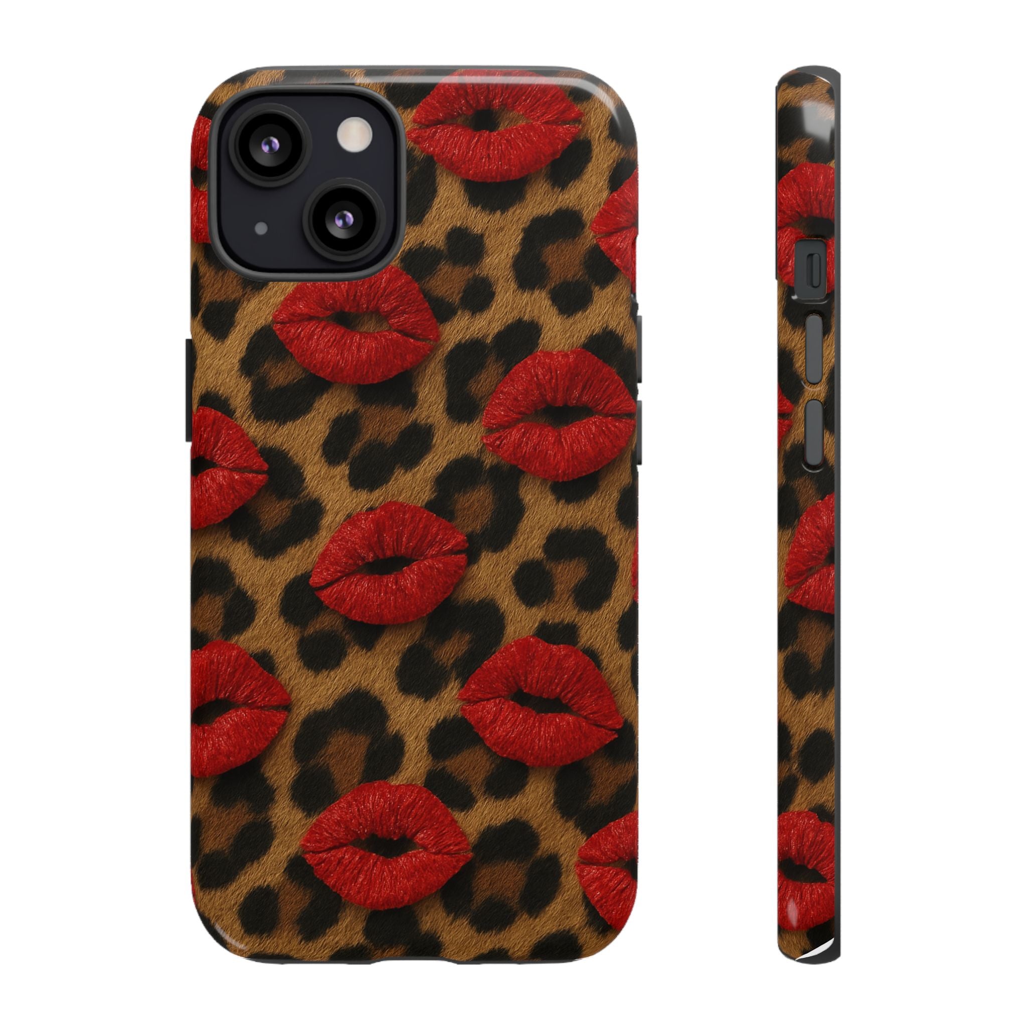 Leopard Kiss Phone Case, Trendy Tough Cases for iPhone, Fashionable Phone Accessory, Stylish Gift for Her, Birthday Present
