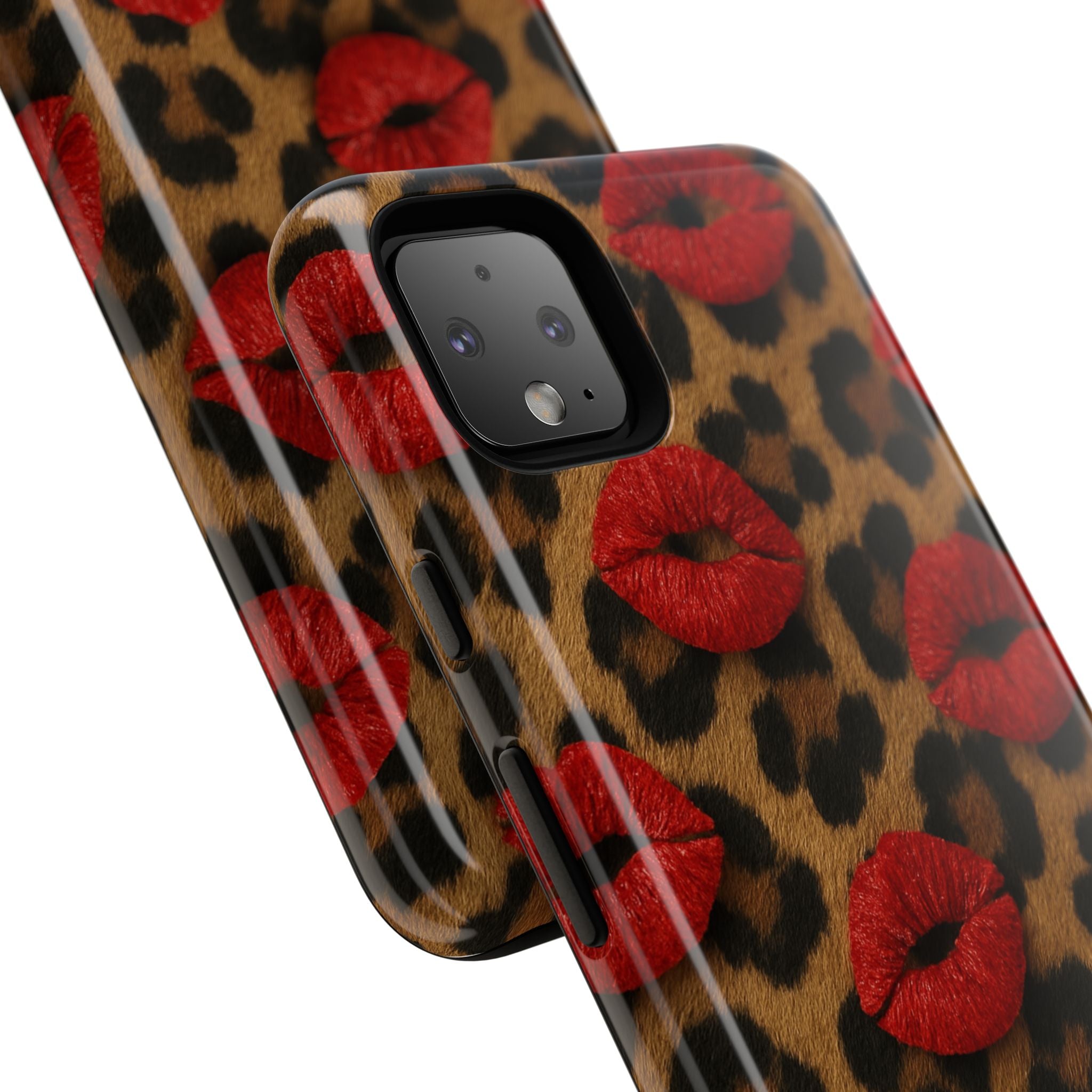 Leopard Kiss Phone Case, Trendy Tough Cases for iPhone, Fashionable Phone Accessory, Stylish Gift for Her, Birthday Present