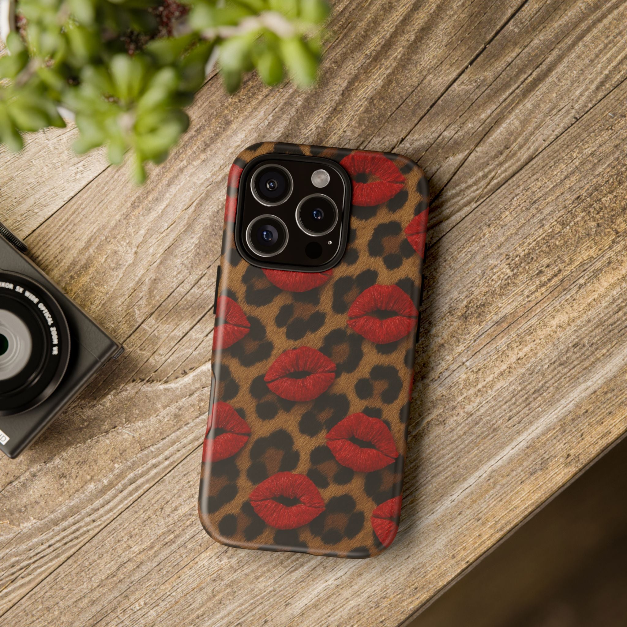 Leopard Kiss Phone Case, Trendy Tough Cases for iPhone, Fashionable Phone Accessory, Stylish Gift for Her, Birthday Present