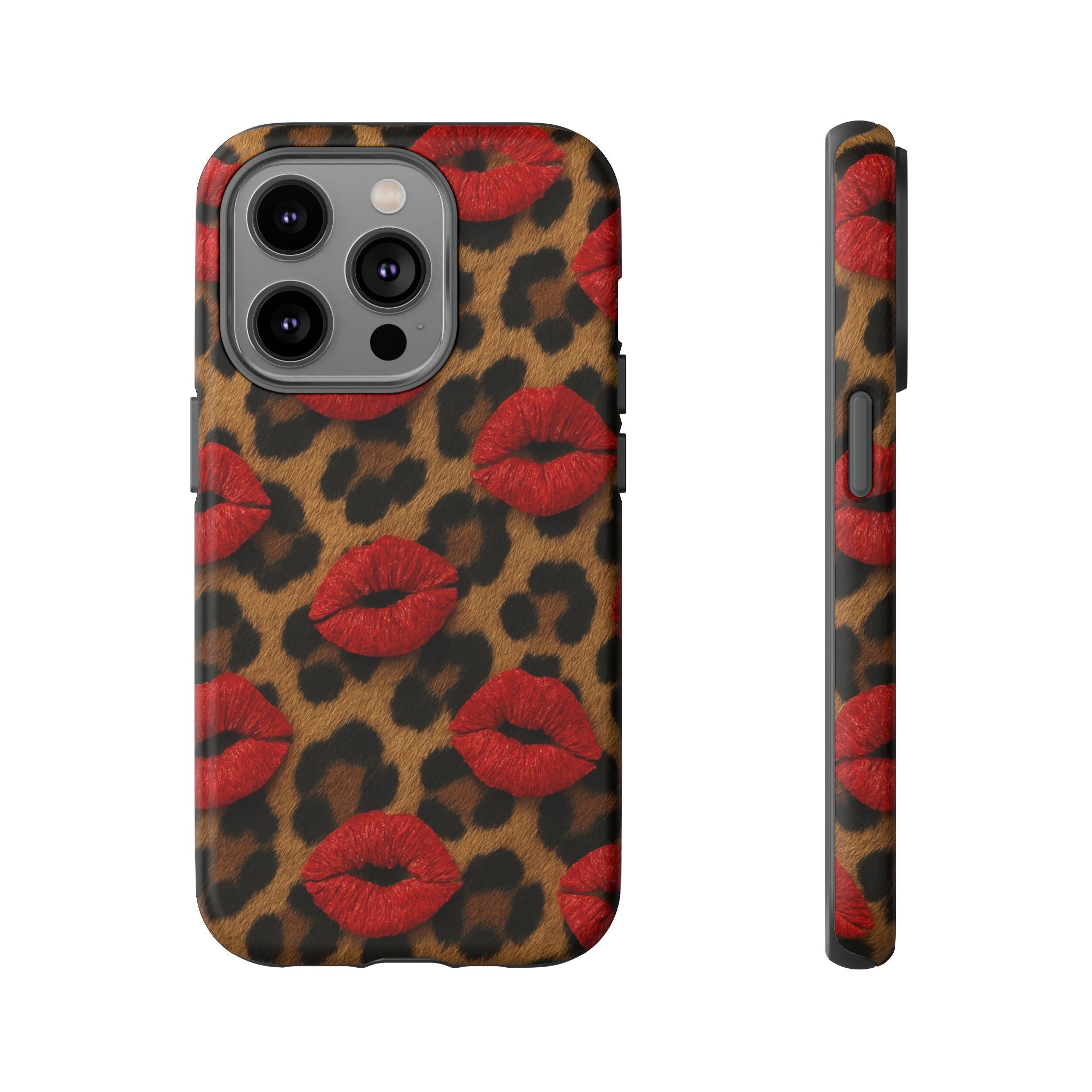 Leopard Kiss Phone Case, Trendy Tough Cases for iPhone, Fashionable Phone Accessory, Stylish Gift for Her, Birthday Present